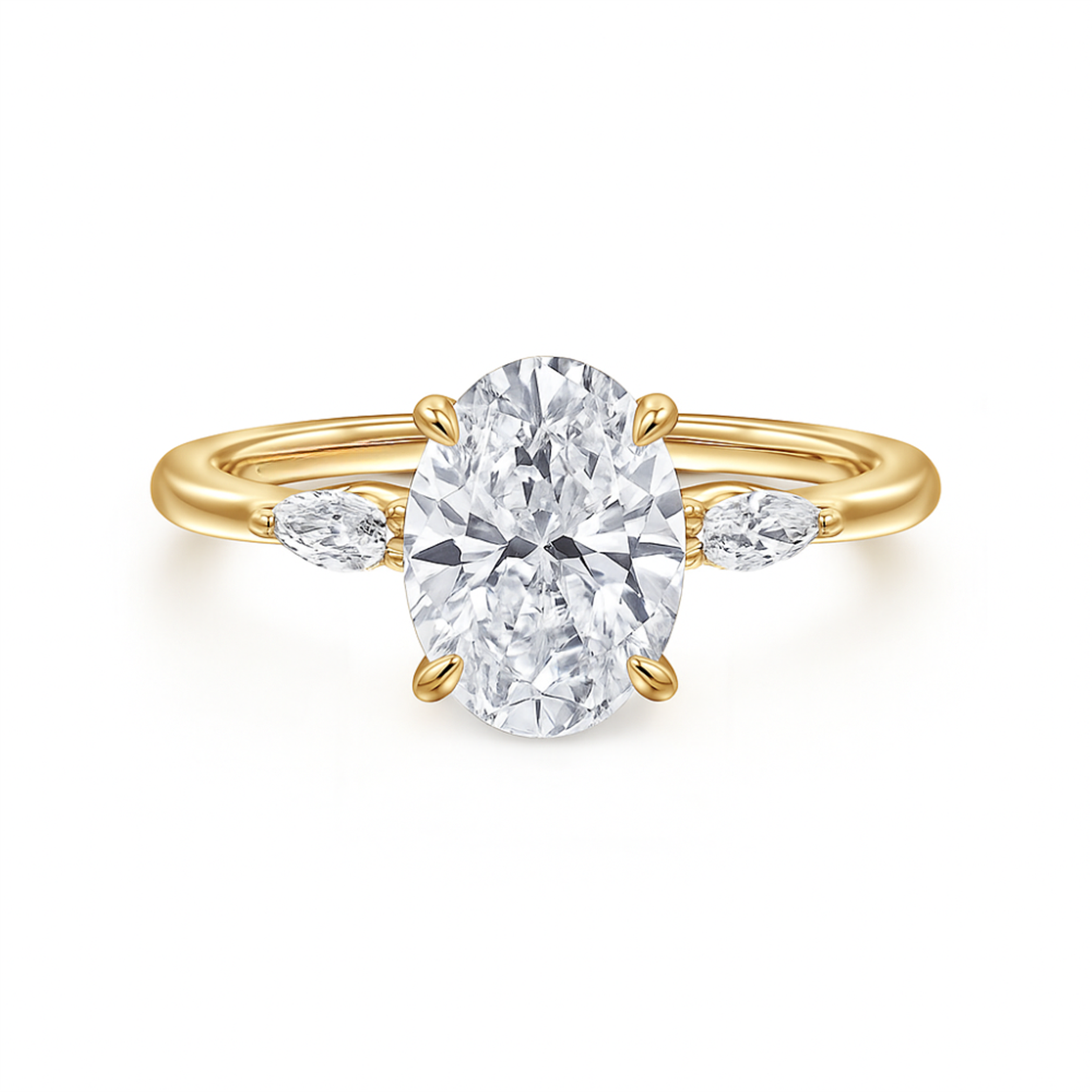Gabriel & Co. Oval Three Stone Diamond Engagement Ring