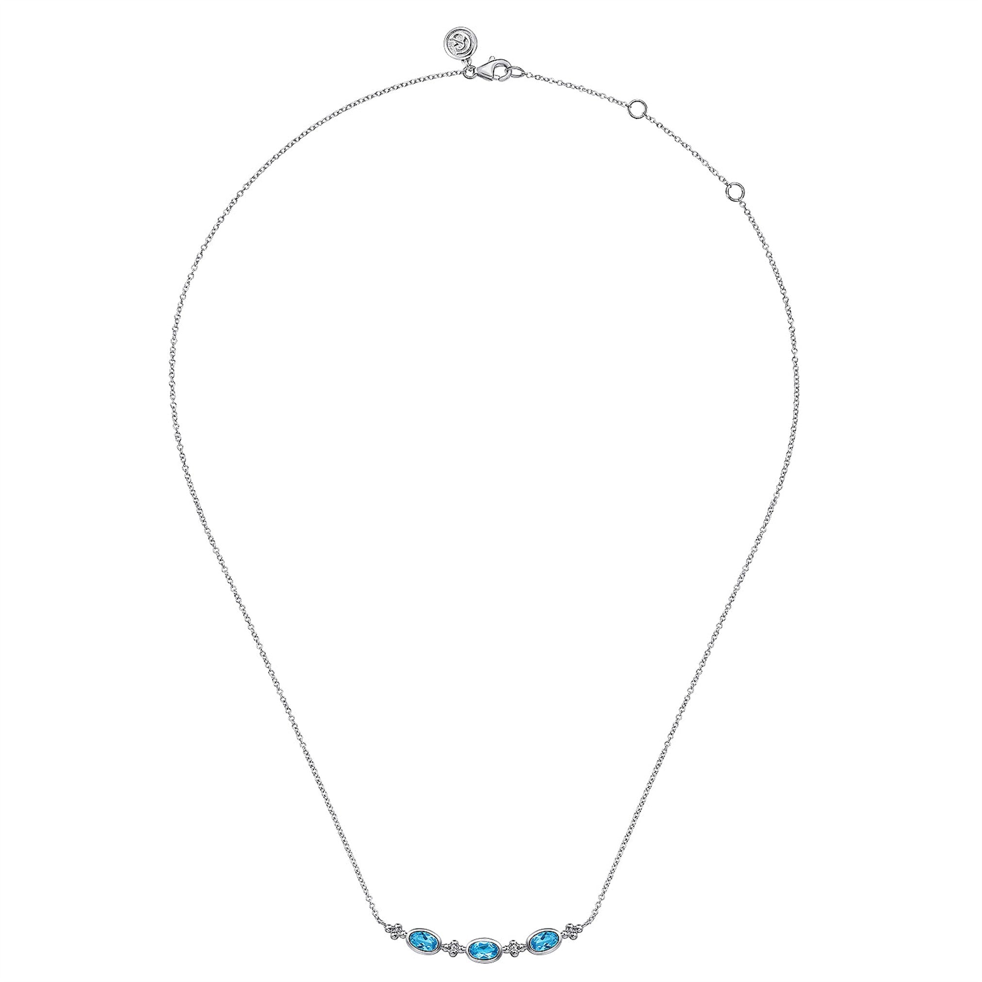 Gabriel & Co. Bujukan Blue Topaz Smile Necklace