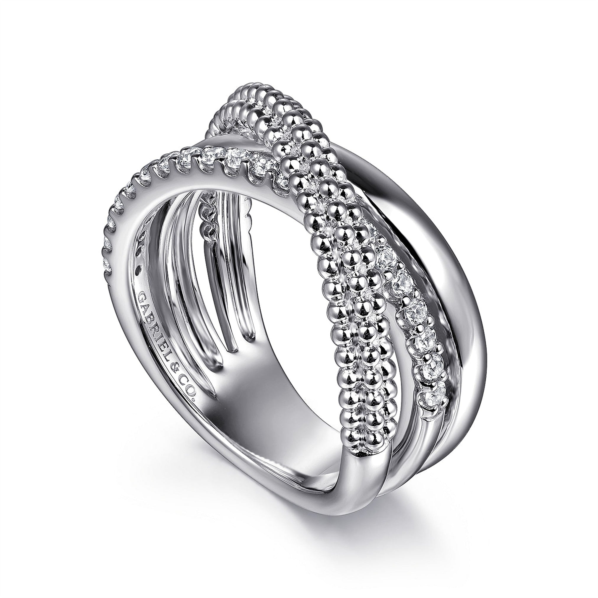 Gabriel & Co. Bujukan White Sapphire Criss Cross Ring