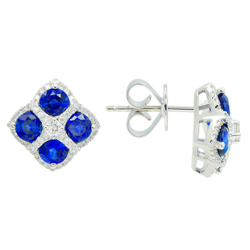 Four Sapphire and Diamond Stud Earrings