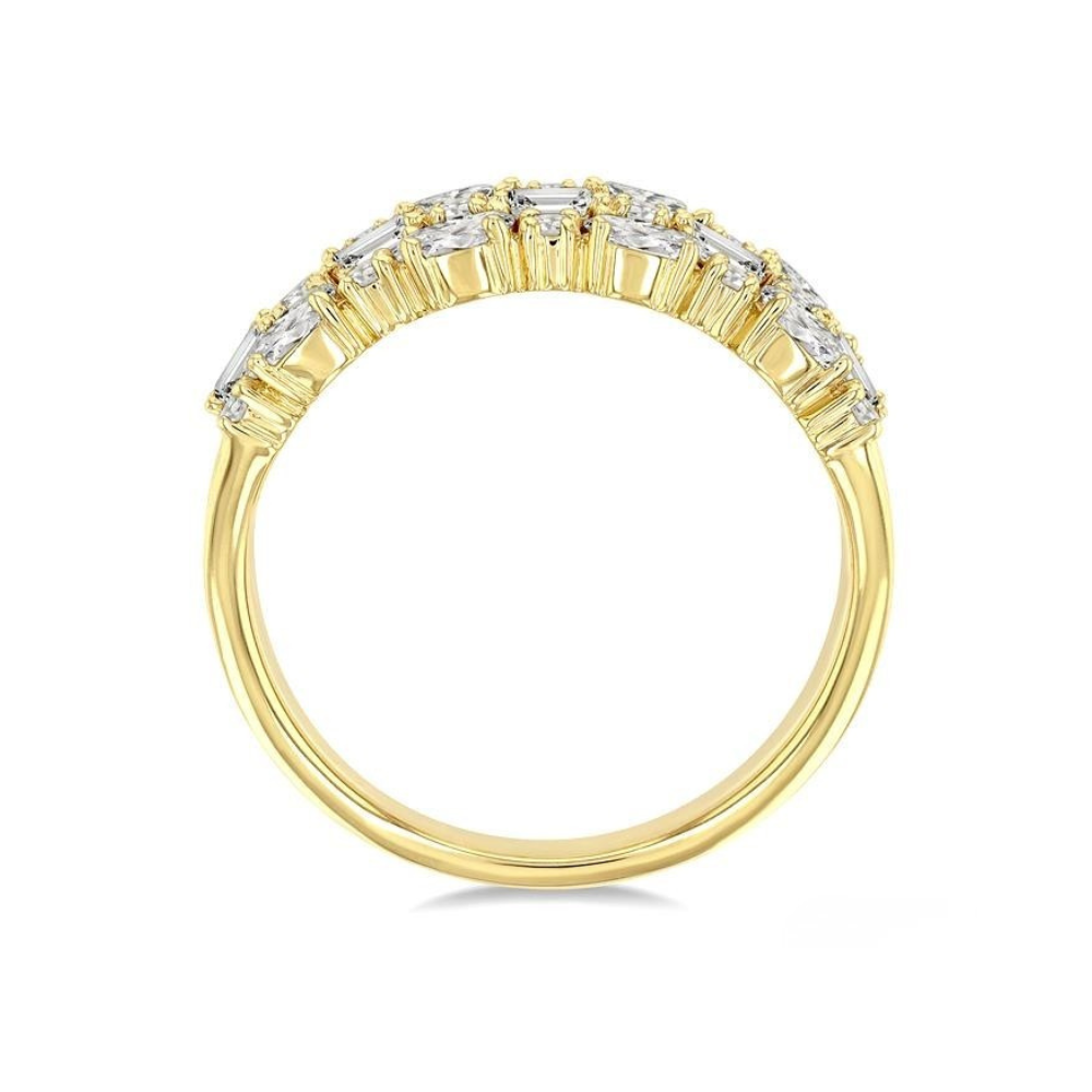 Triple Row Multi-Cut Diamond Fashion Band