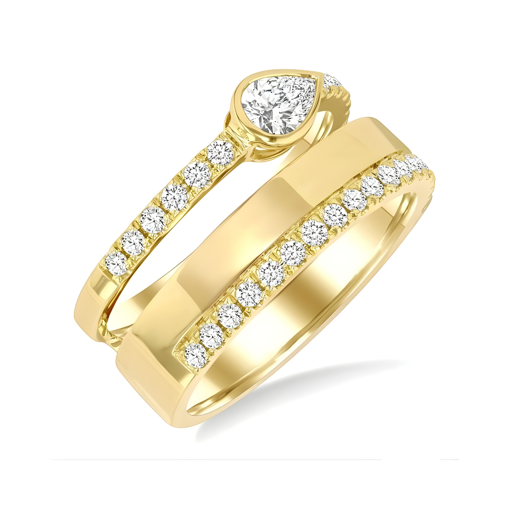Pear Shape Bezel Diamond Fashion Open Ring