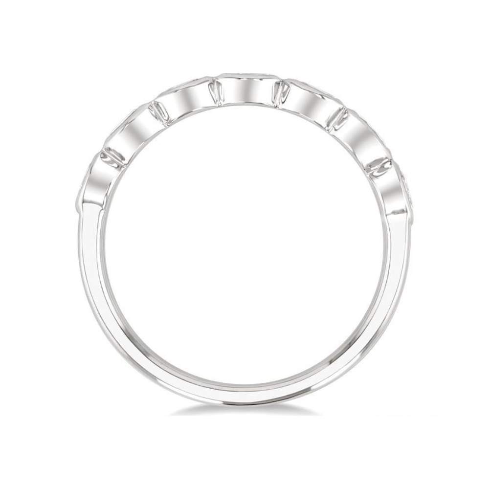 Oval Shape East-West Bezel Set Diamond Fashion Band