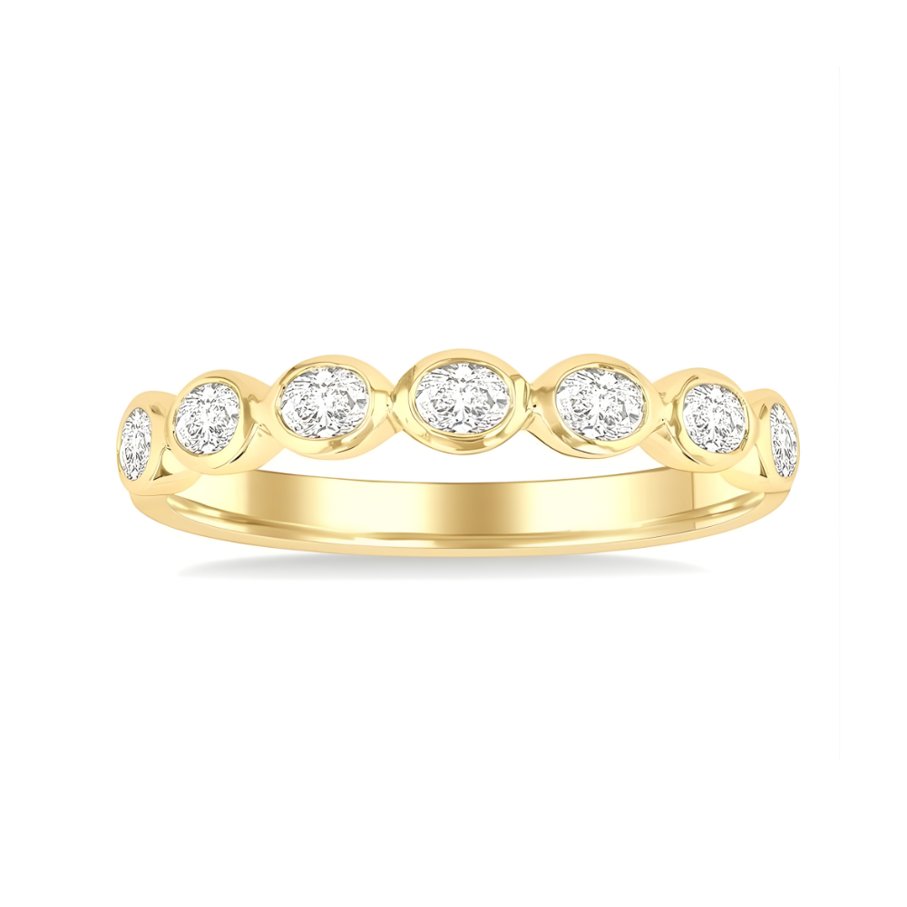 Oval Shape East-West Bezel Set Diamond Fashion Band