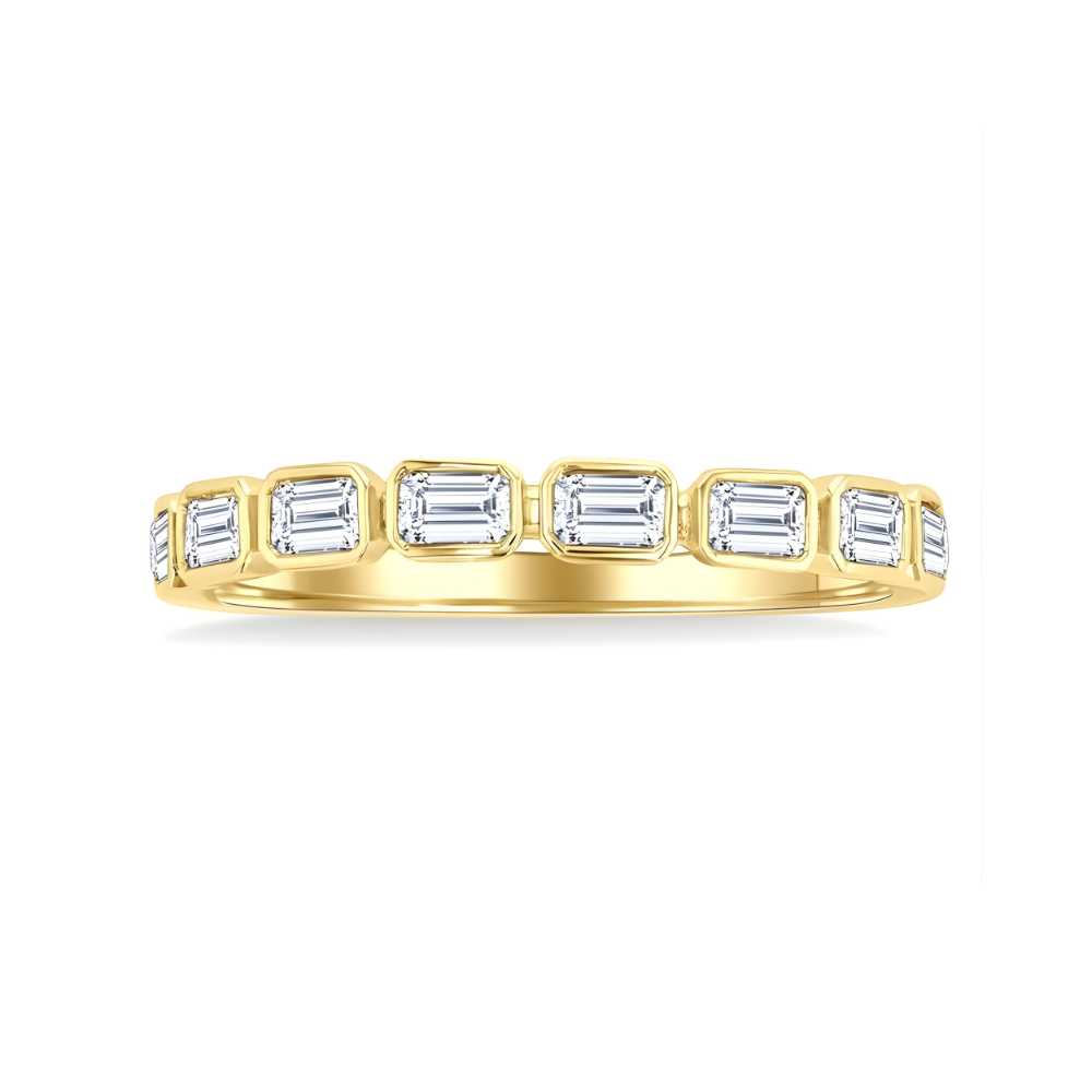 Emerald Shape East-West Bezel Set Diamond Band