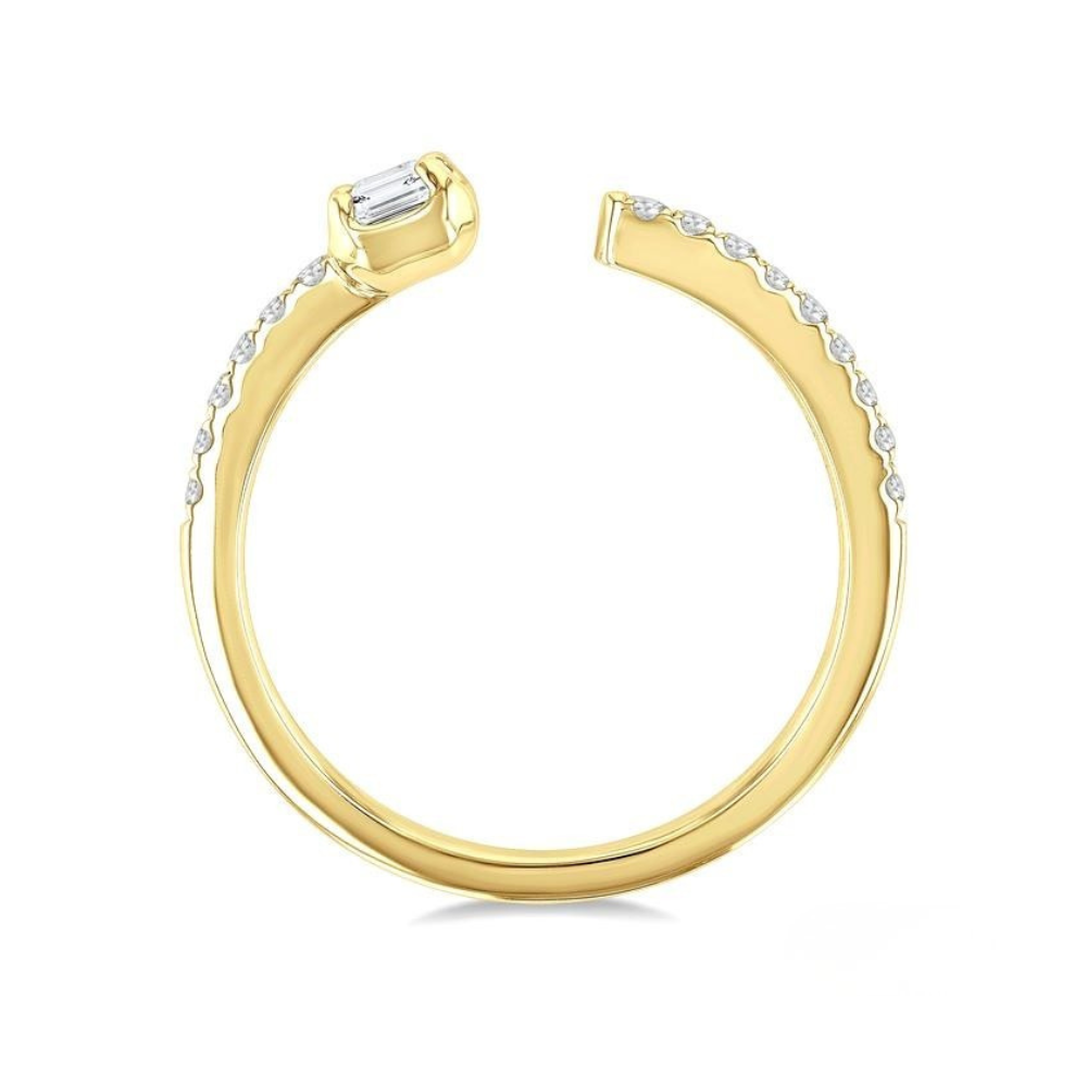 Emerald Shape Diamond Fashion Open Ring