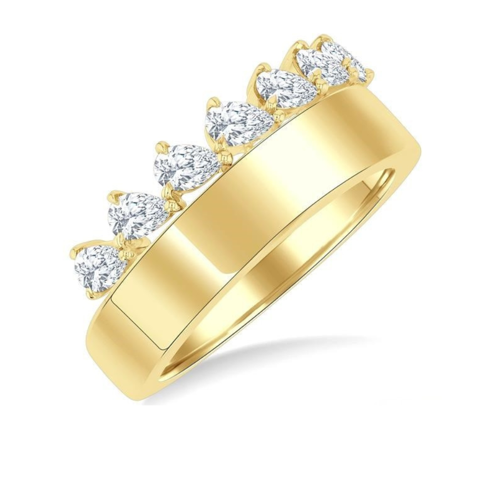Pear Shape Wide Diamond Fashion Ring