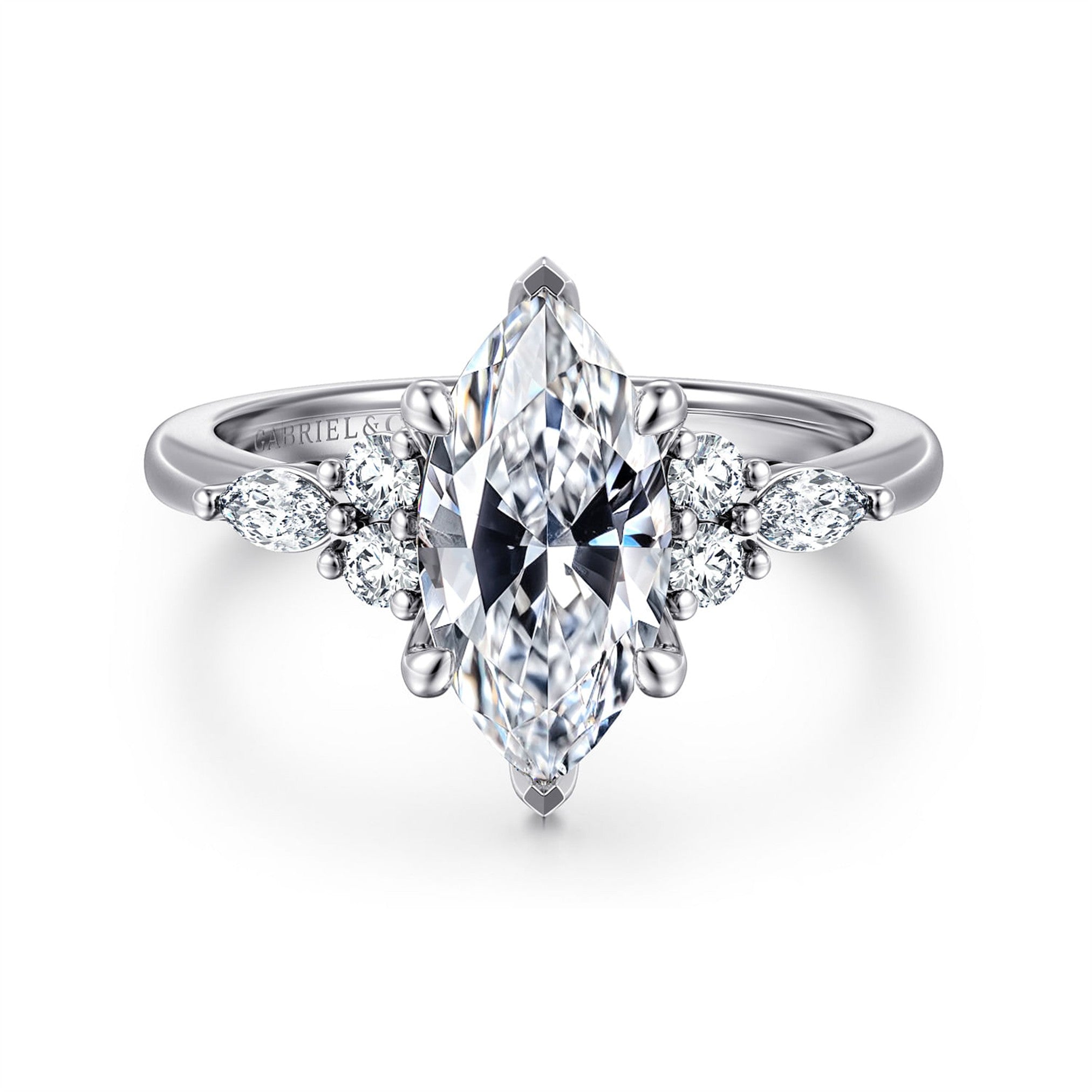 Gabriel & Co. Marquise Diamond Cluster Engagement Ring