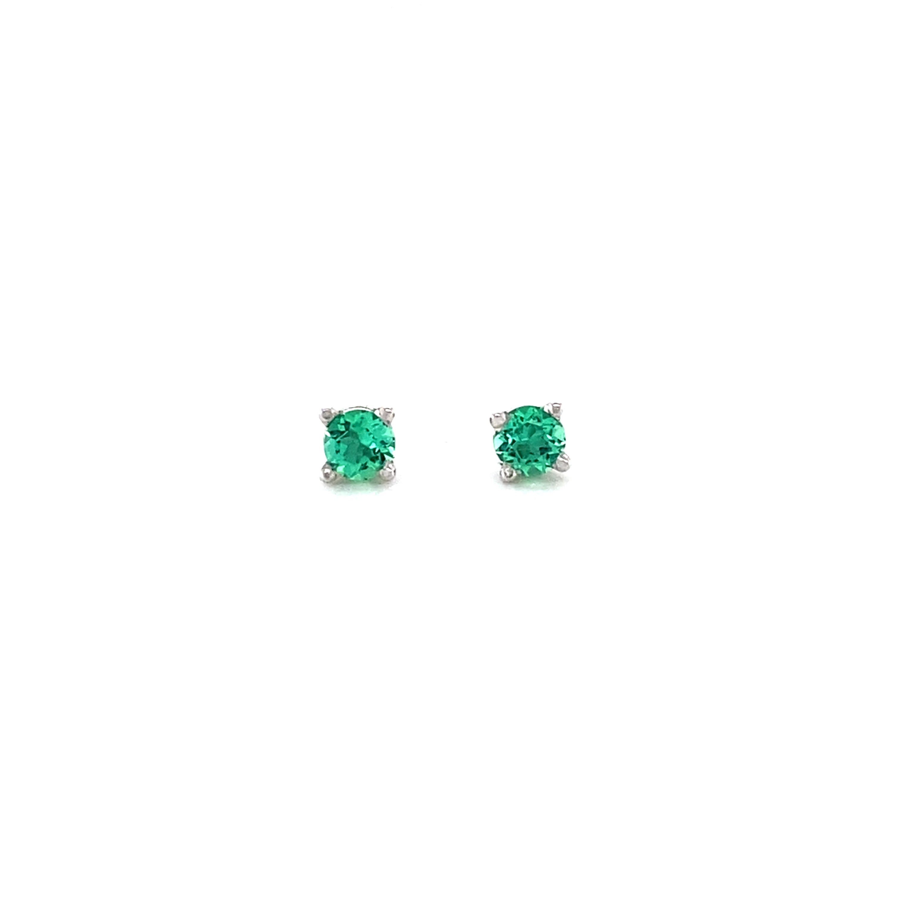 Lab Created Emerald Stud Birthstone Earrings