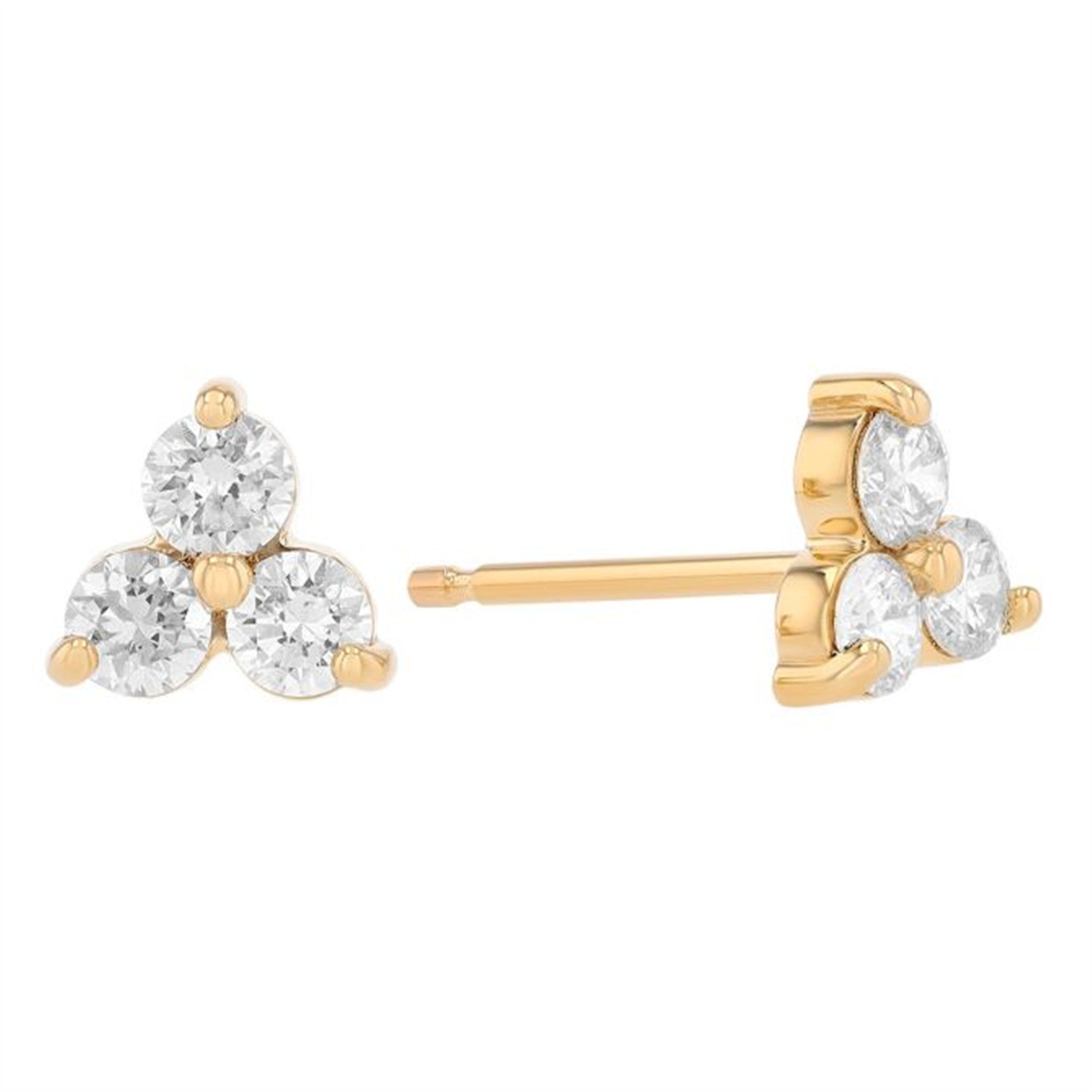 3-Diamond Stud Earrings