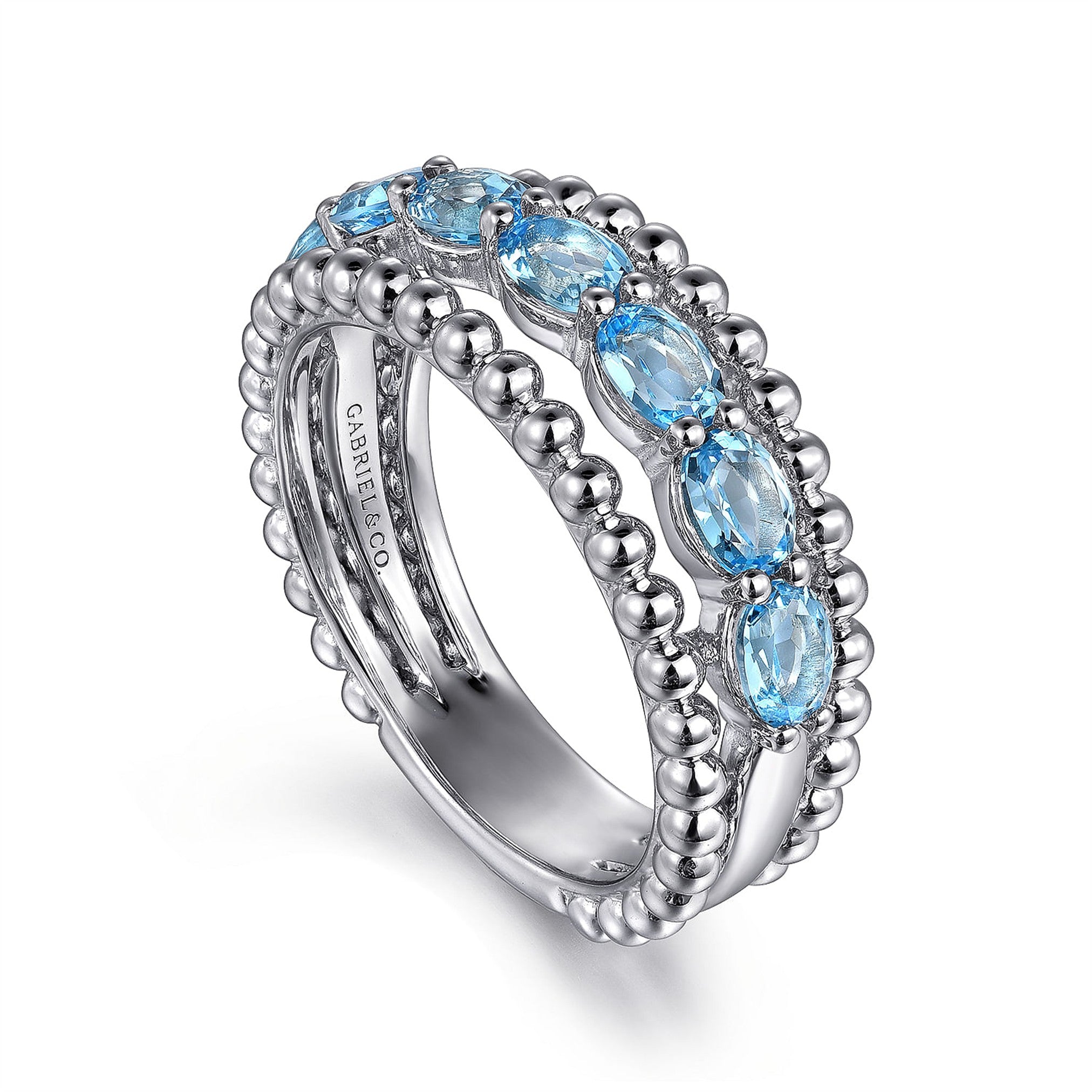 Gabriel & Co. Bujukan Swiss Blue Topaz & Bead Ring