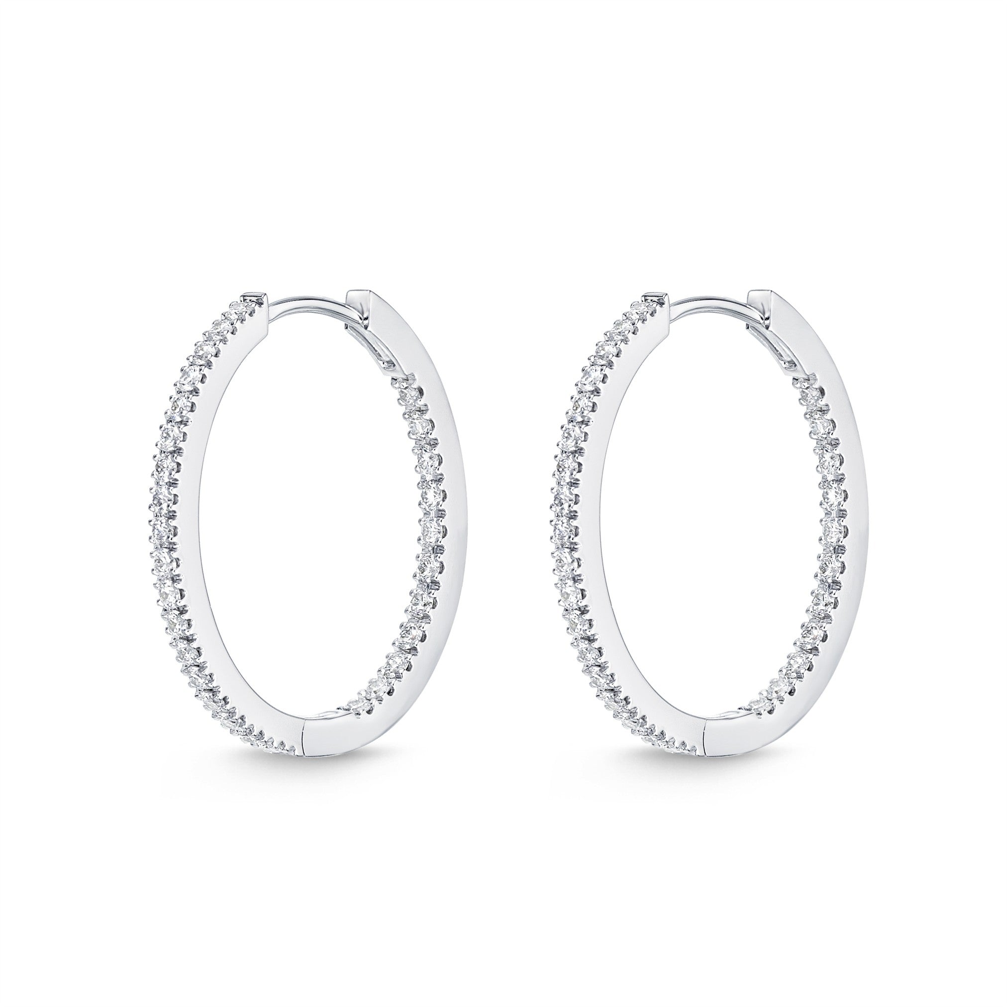Memoire Oval Diamond Hoop Earrings