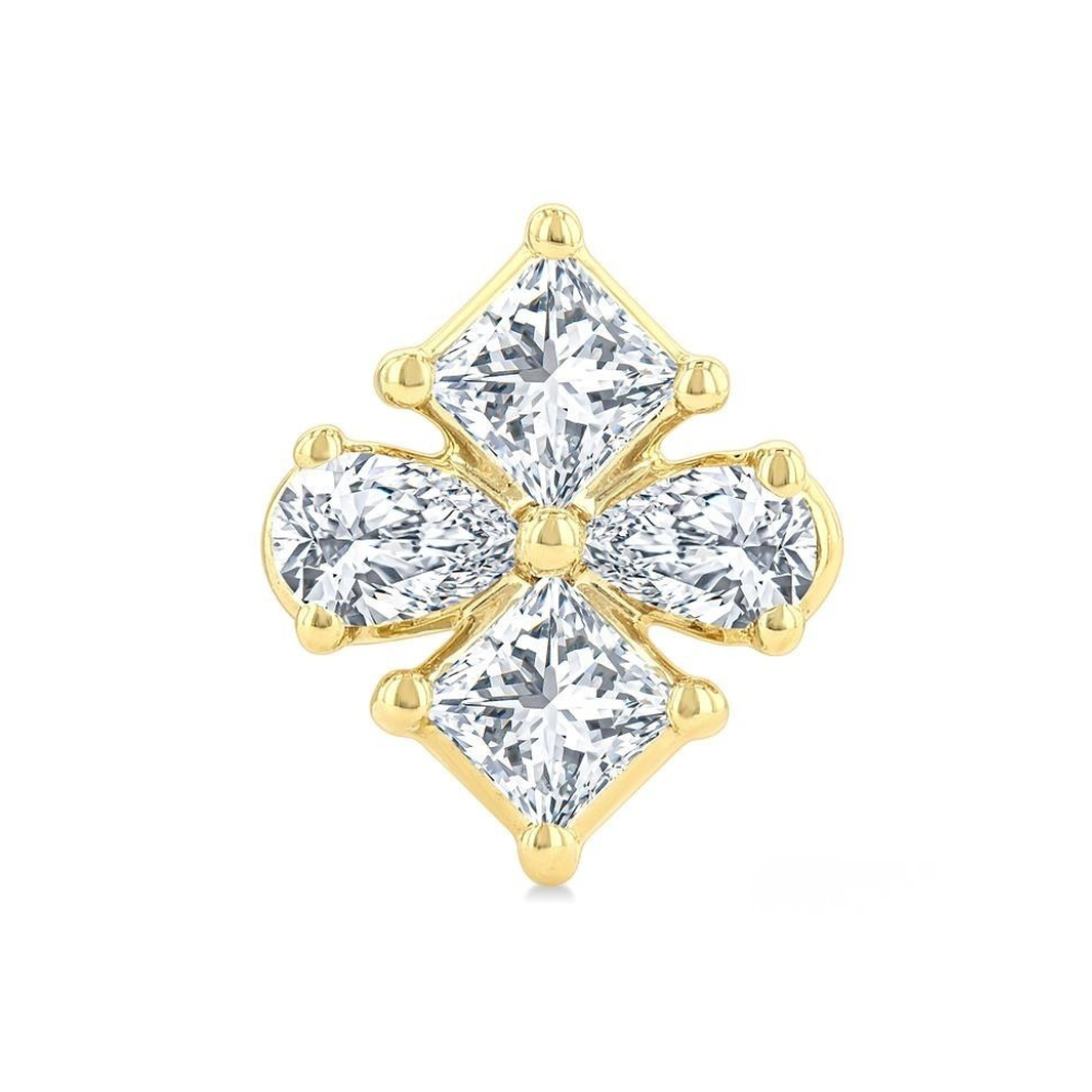 Princess and Pear Cut Diamond Stud Earrings