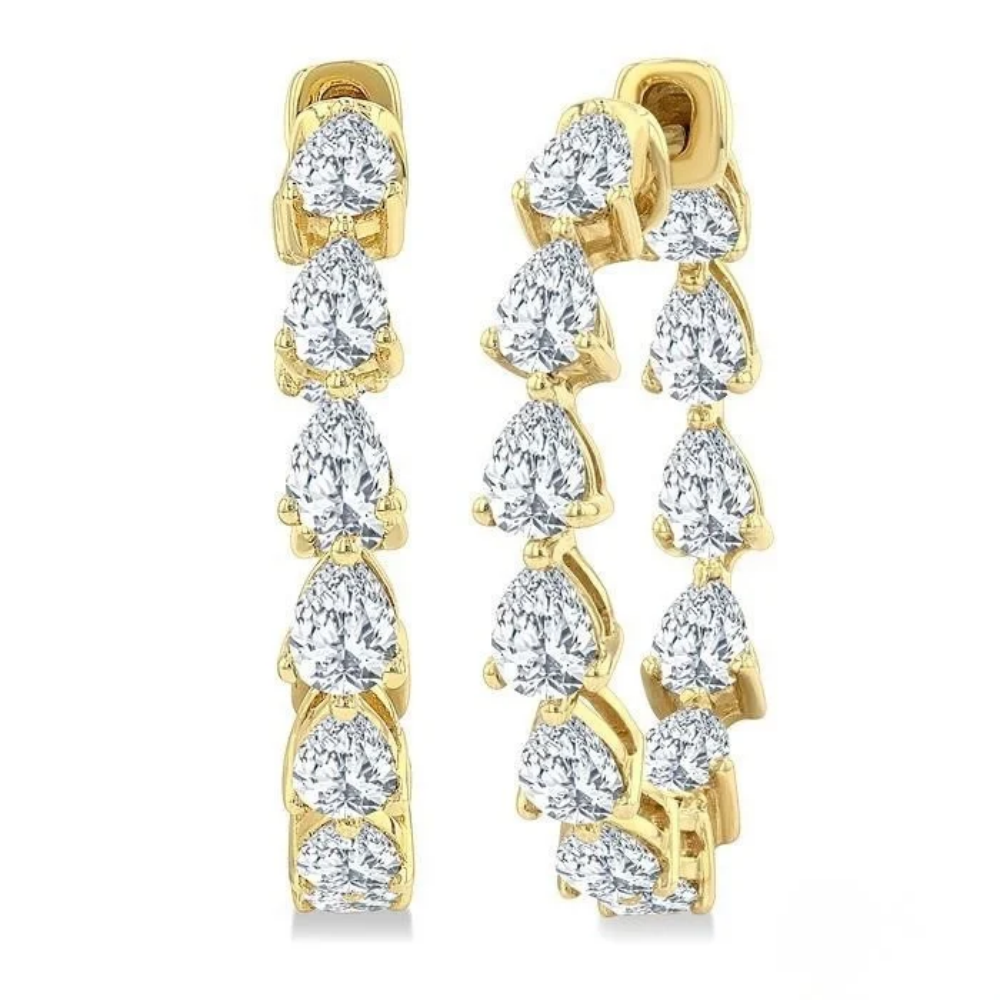 ASHI Inside-Out Pear Shape Diamond Hoop Earrings