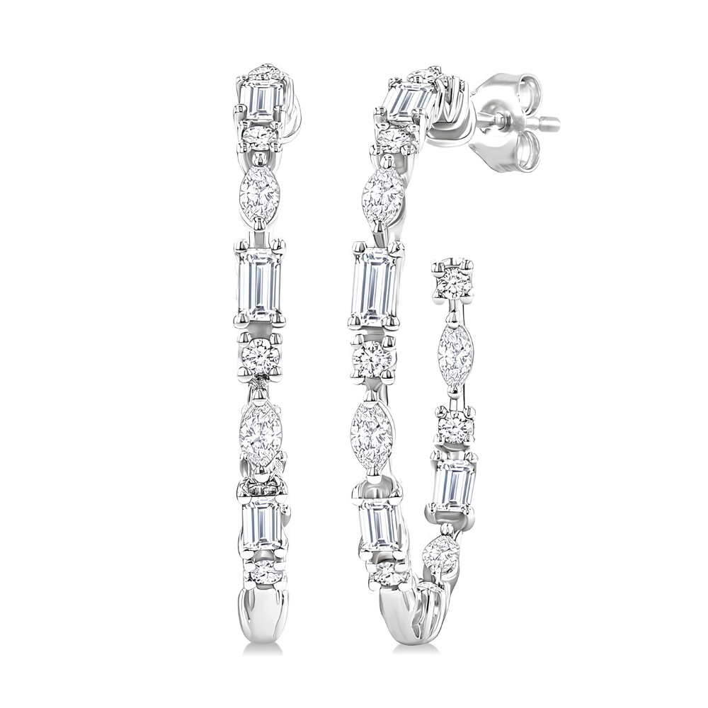 Mixed Shape Diamond Fashion Hoop Earrings