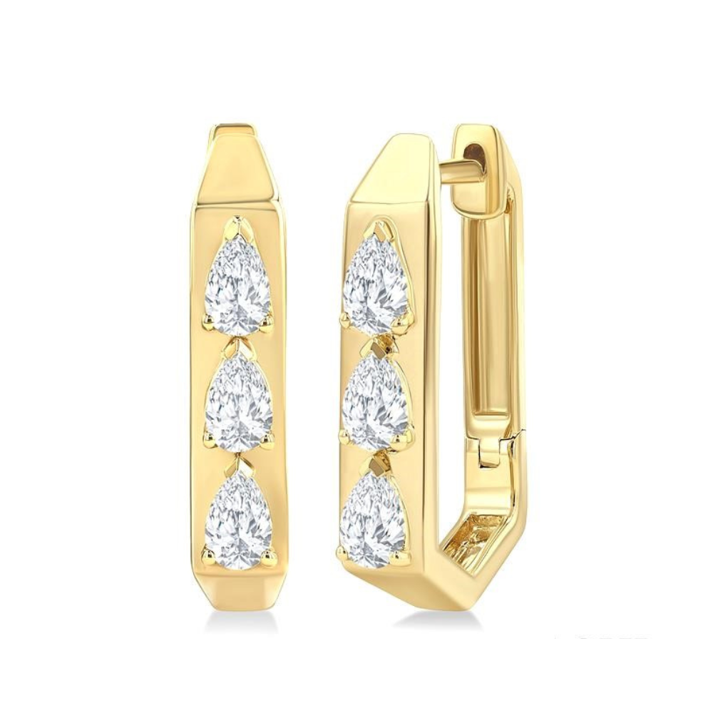 Pear-Shape Diamond Geometric Hoop Earrings