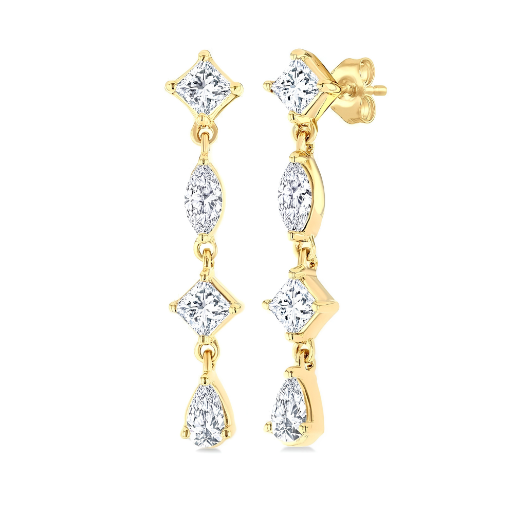 Mixed Shaped Diamond Dangle Earrings