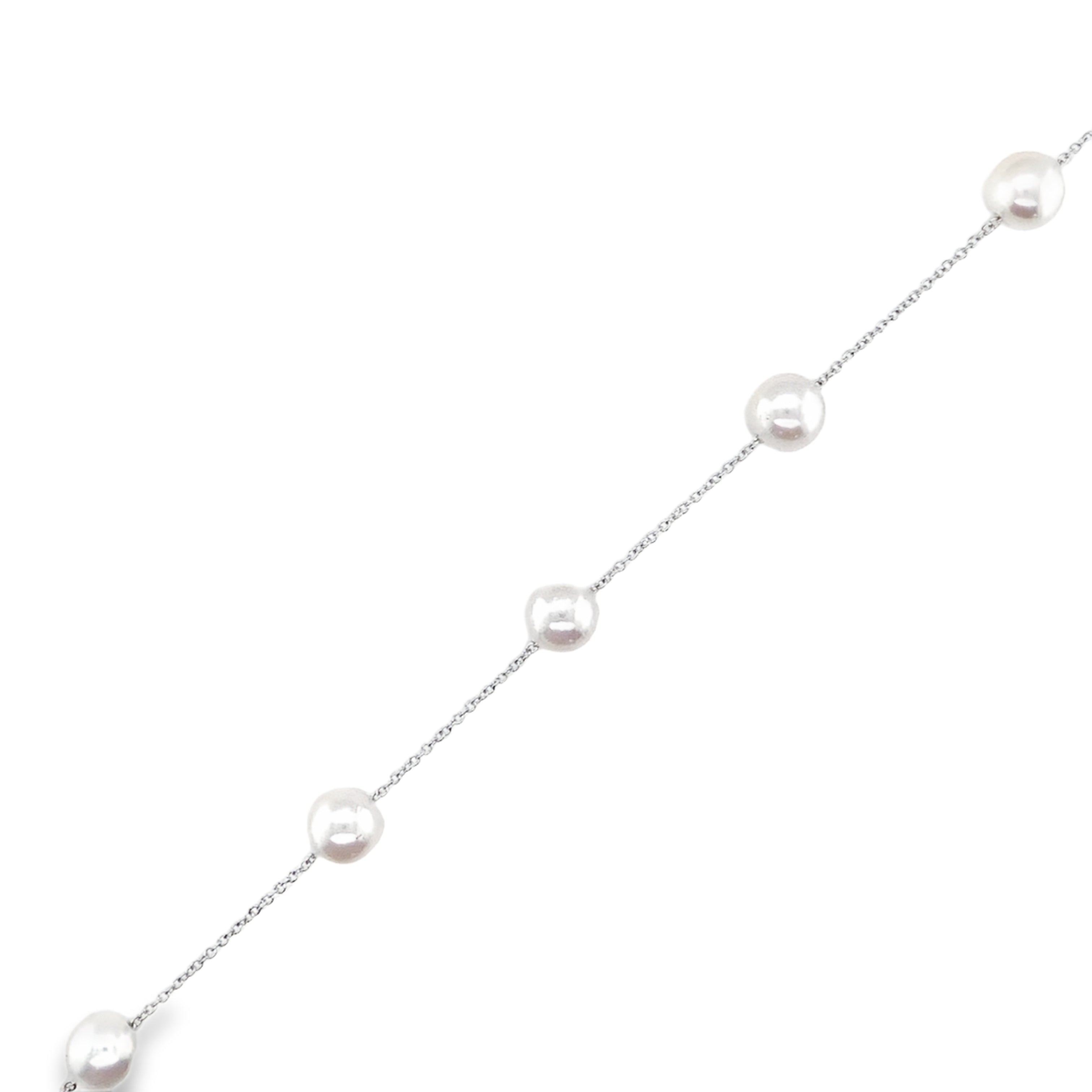 White Cultured Akoya Pearl Station Bracelet