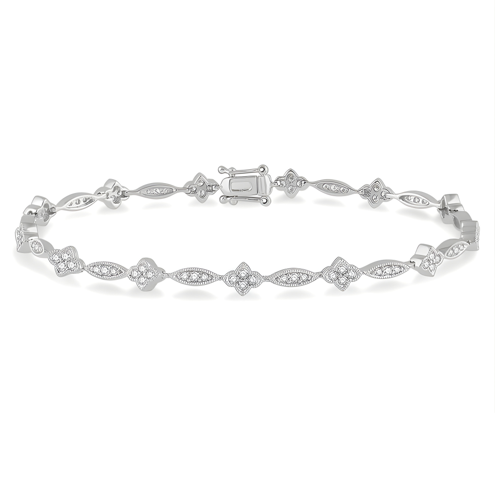 Marquise and Floral Link Diamond Bracelet