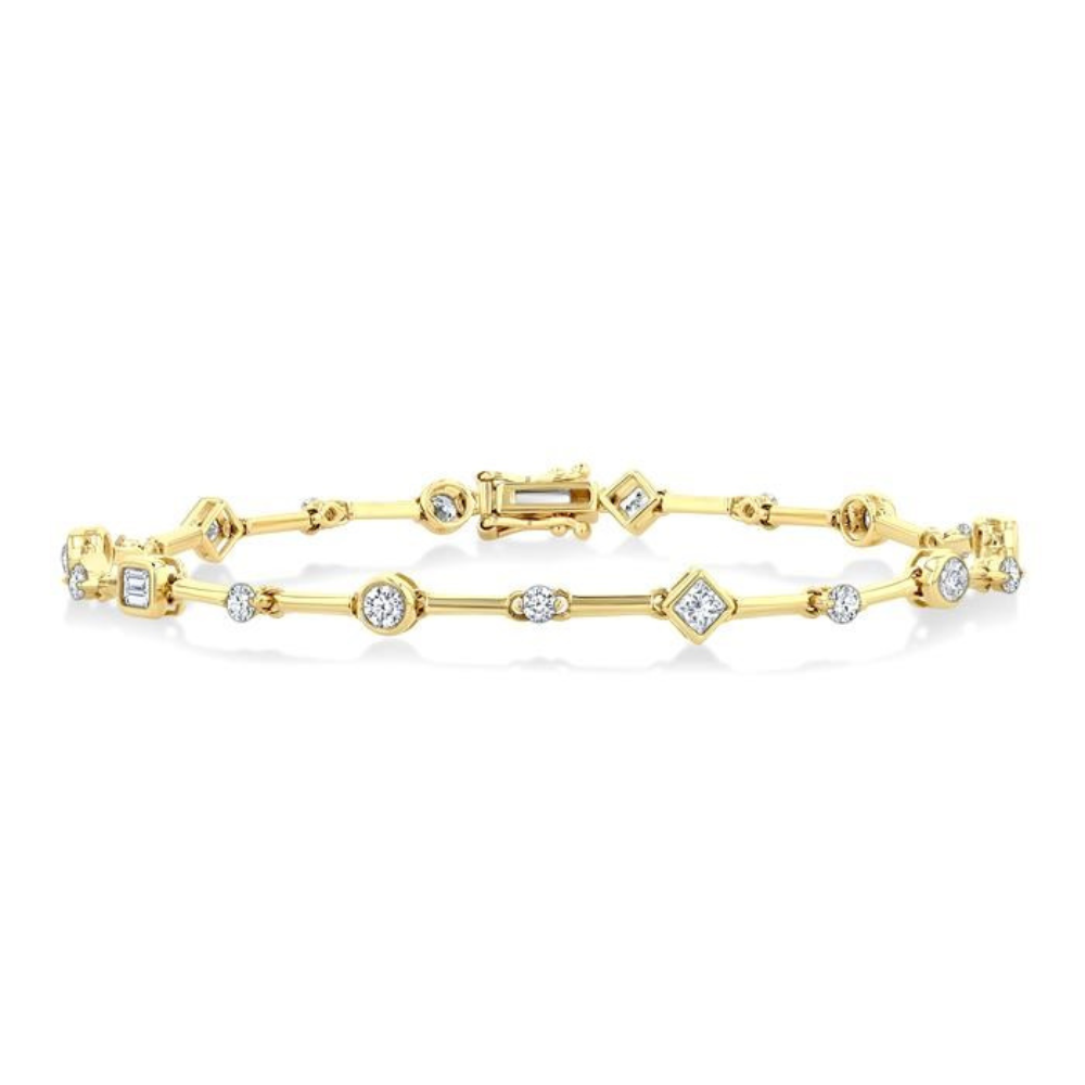 Mixed Shaped Bar Link Diamond Bracelet