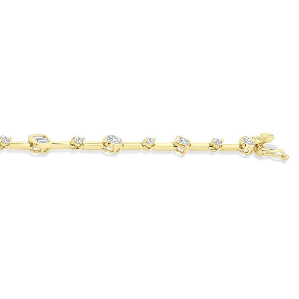 Mixed Shaped Bar Link Diamond Bracelet