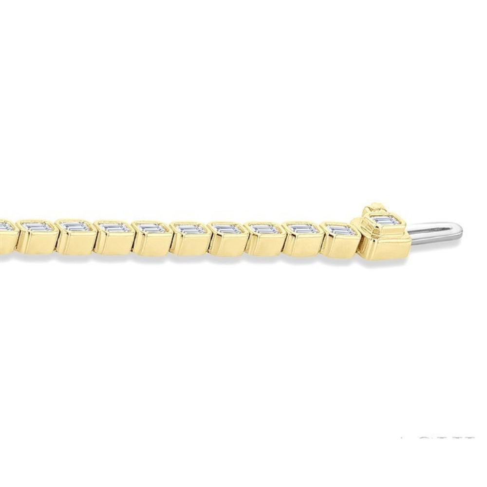 Emerald Shape East-West Bezel-Set Diamond Tennis Bracelet