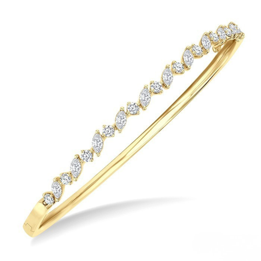 ASHI Stackable Marquise and Round Shape Diamond Bangle