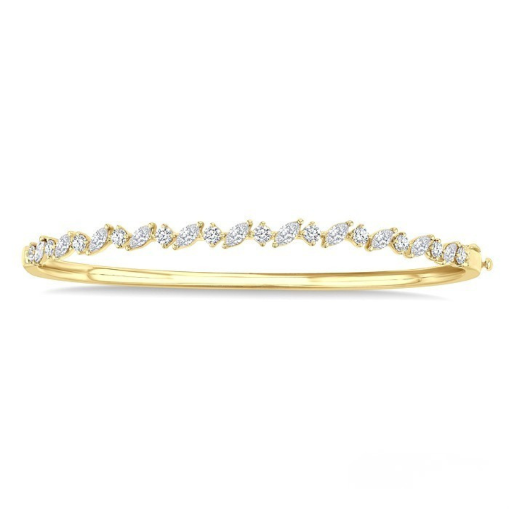 ASHI Stackable Marquise and Round Shape Diamond Bangle