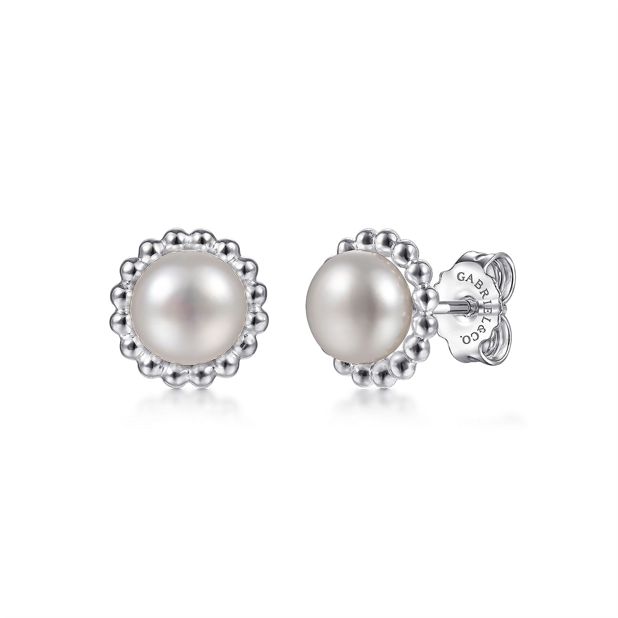 Gabriel & Co. Pearl Bead Halo Stud Earrings