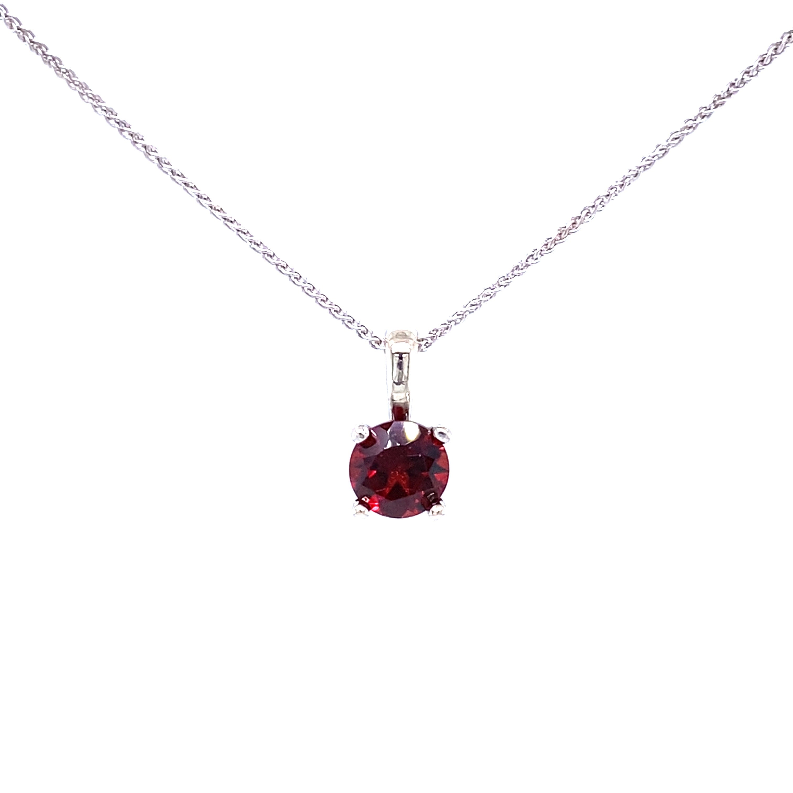 5.5 mm Round Garnet Pendant 14K White Gold