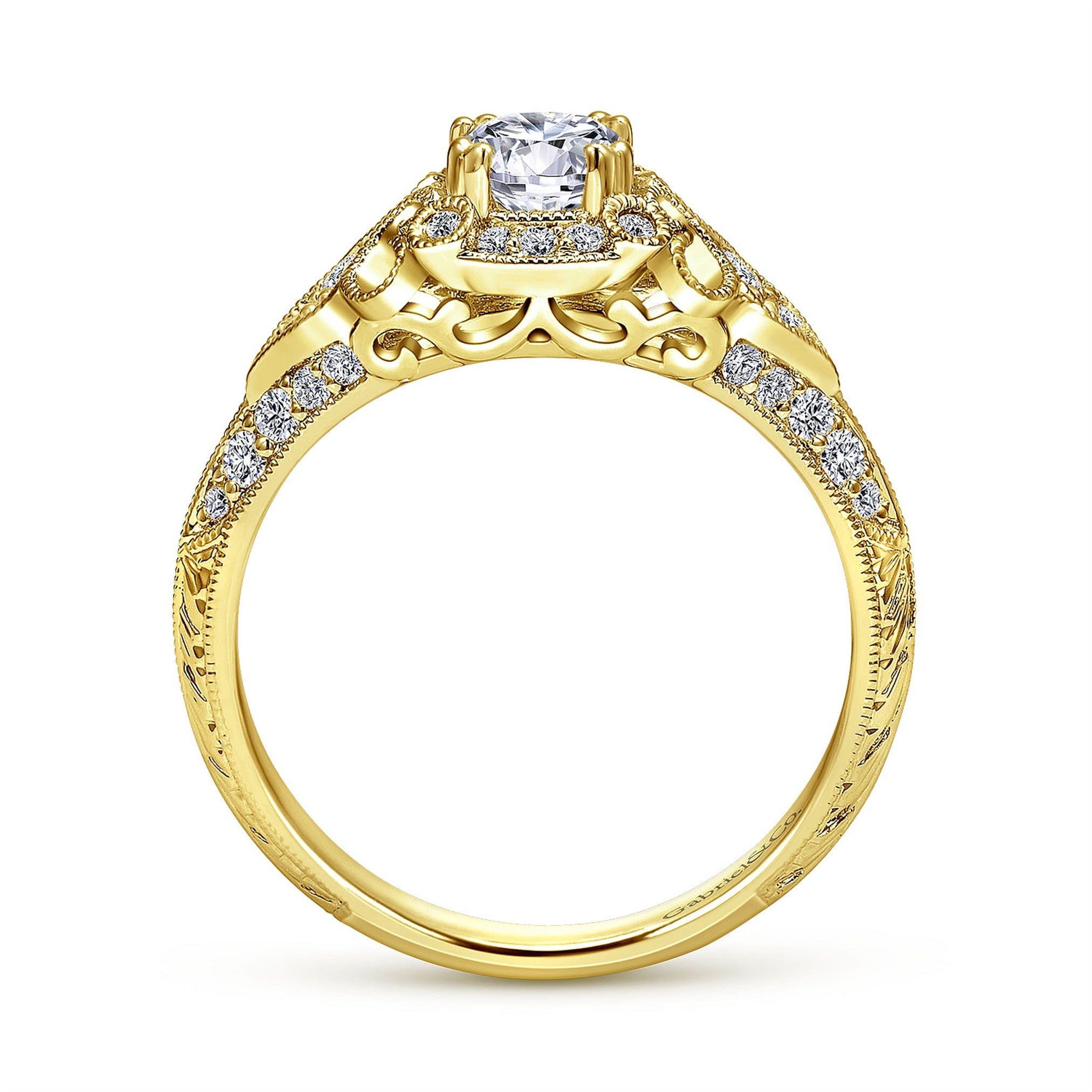 Gabriel & Co. Vintage Inspired Diamond Halo Engagement Ring