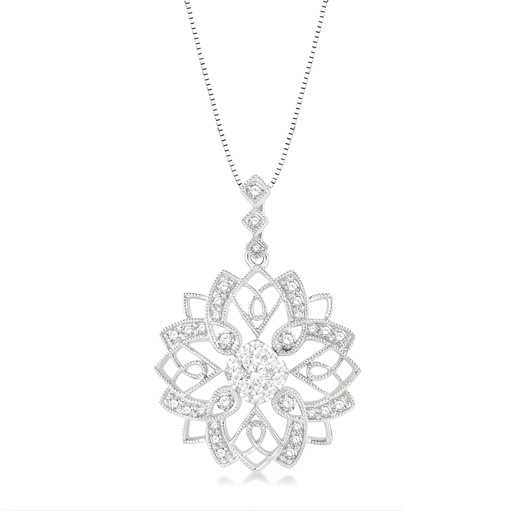 Floral Lattice Diamond Pendant