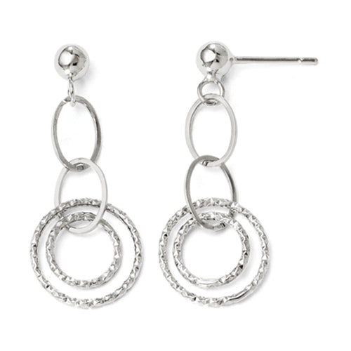 Diamond-Cut Circle Post Dangle Earrings