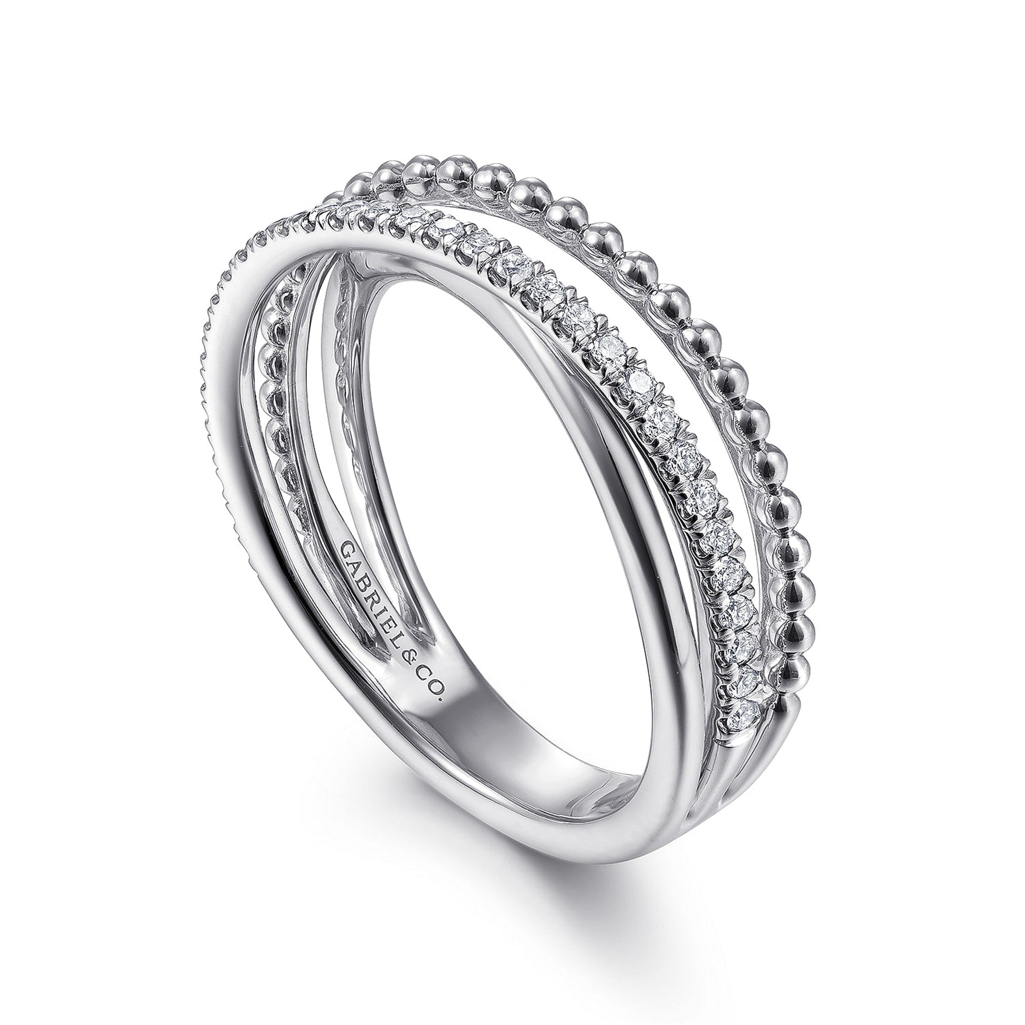 Gabriel & Co. White Sapphire Bujukan Criss Cross Ring