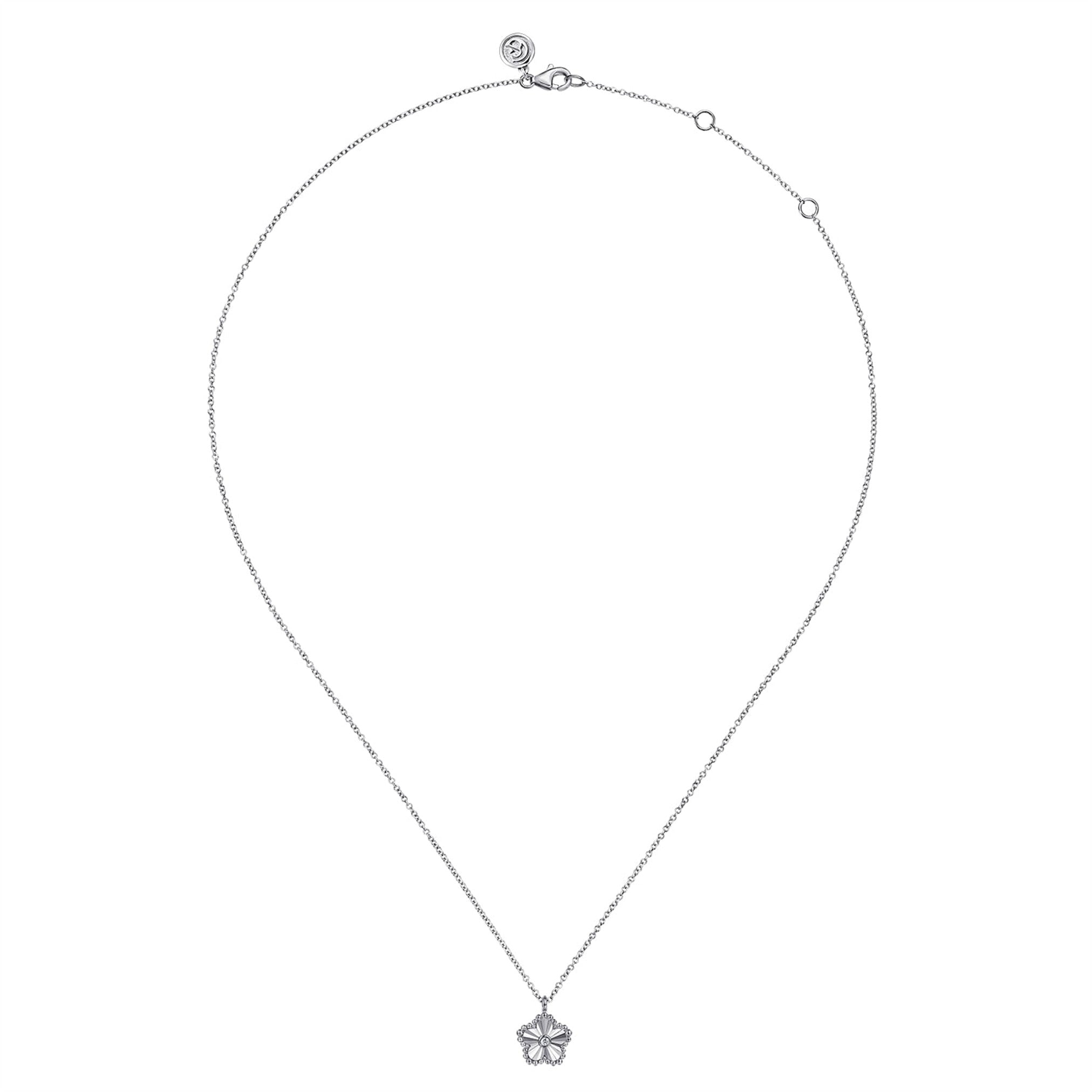 Gabriel & Co. Diamond Bujukan Frame Flower Diamond Cut Pendant Necklace