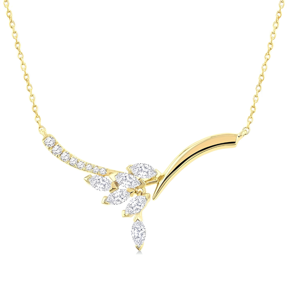 Diamond Floral Drop Bar Necklace