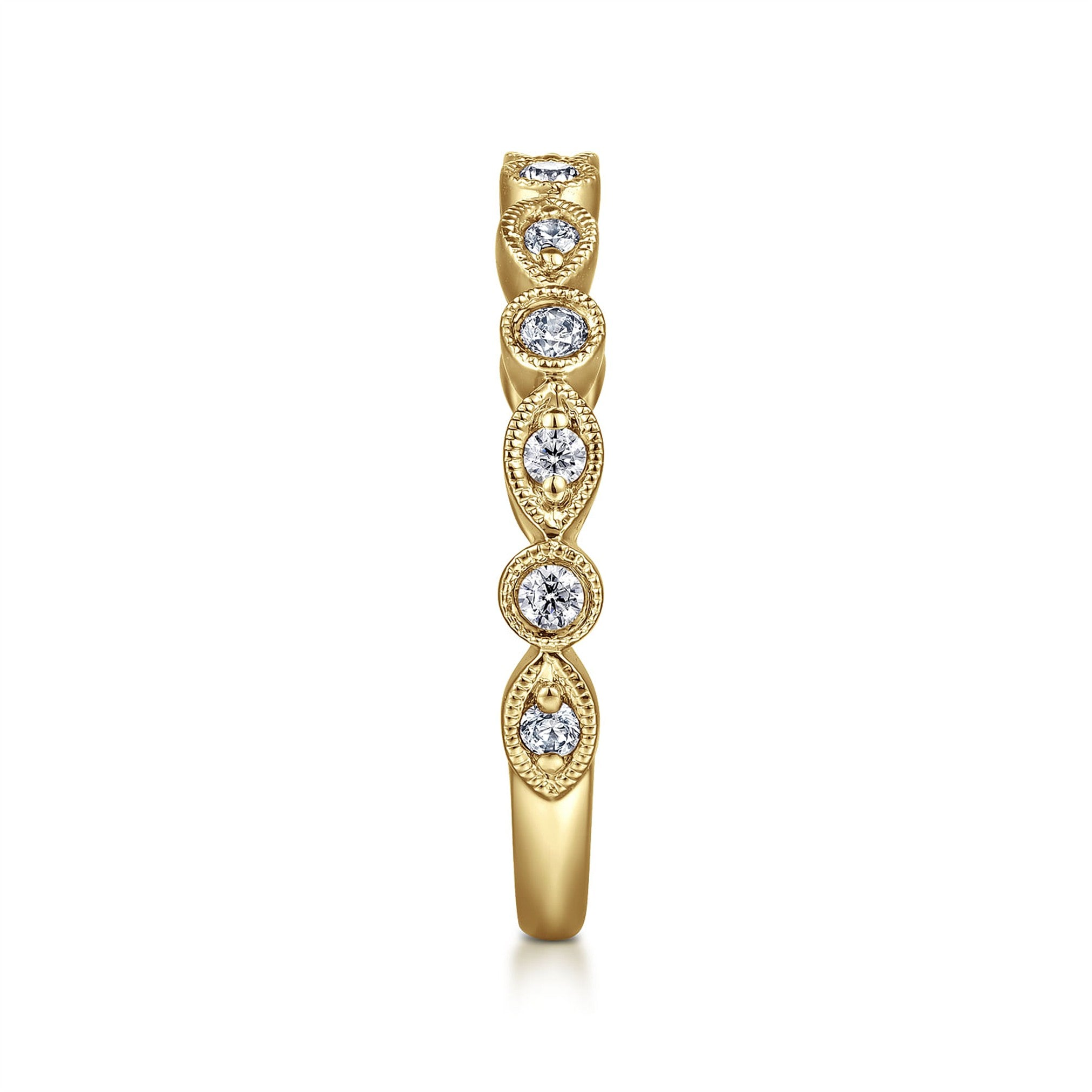 Gabriel & Co. Vintage Inspired Marquise and Round Station Diamond Anniversary Band