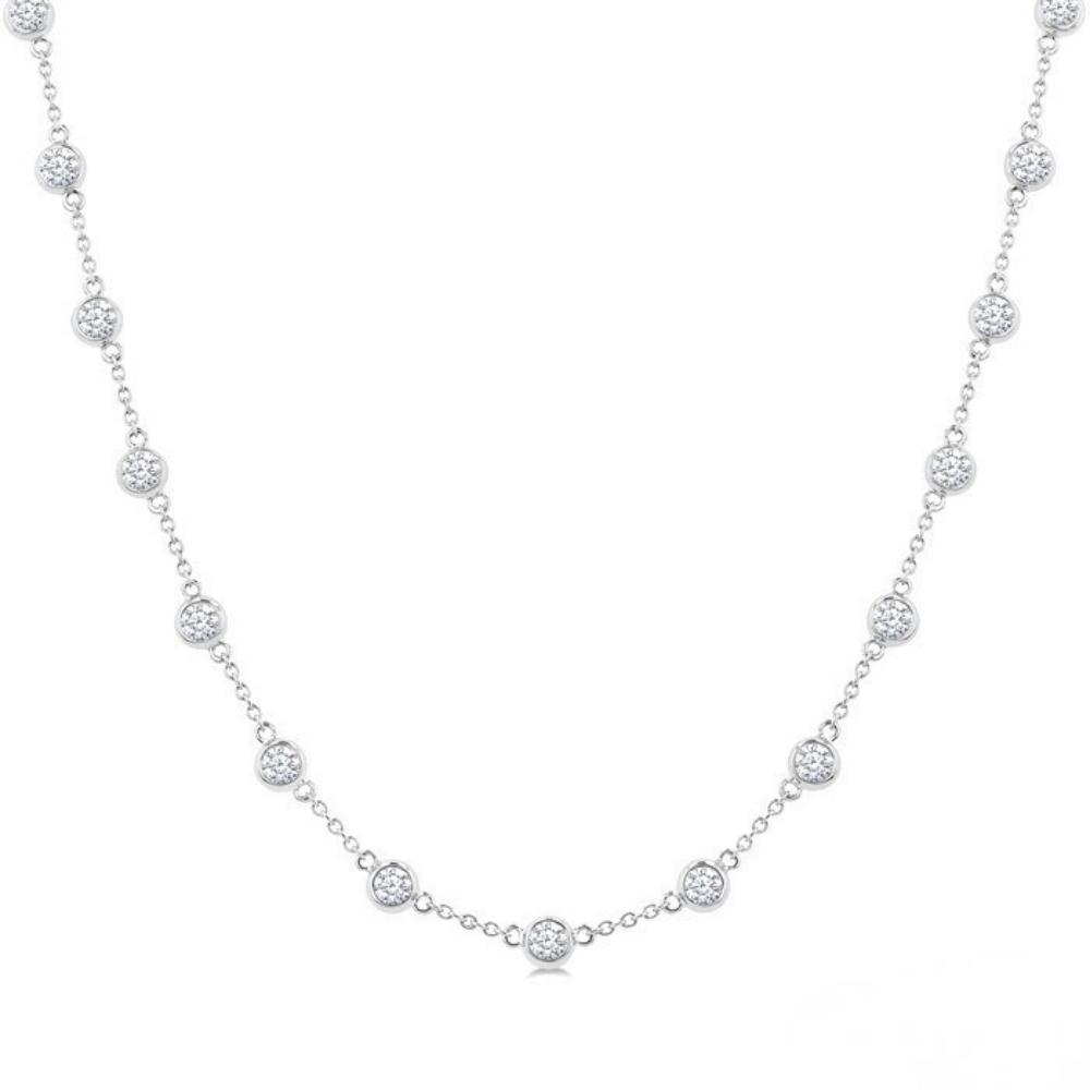 ASHI Bezel Set Diamond Station Necklace