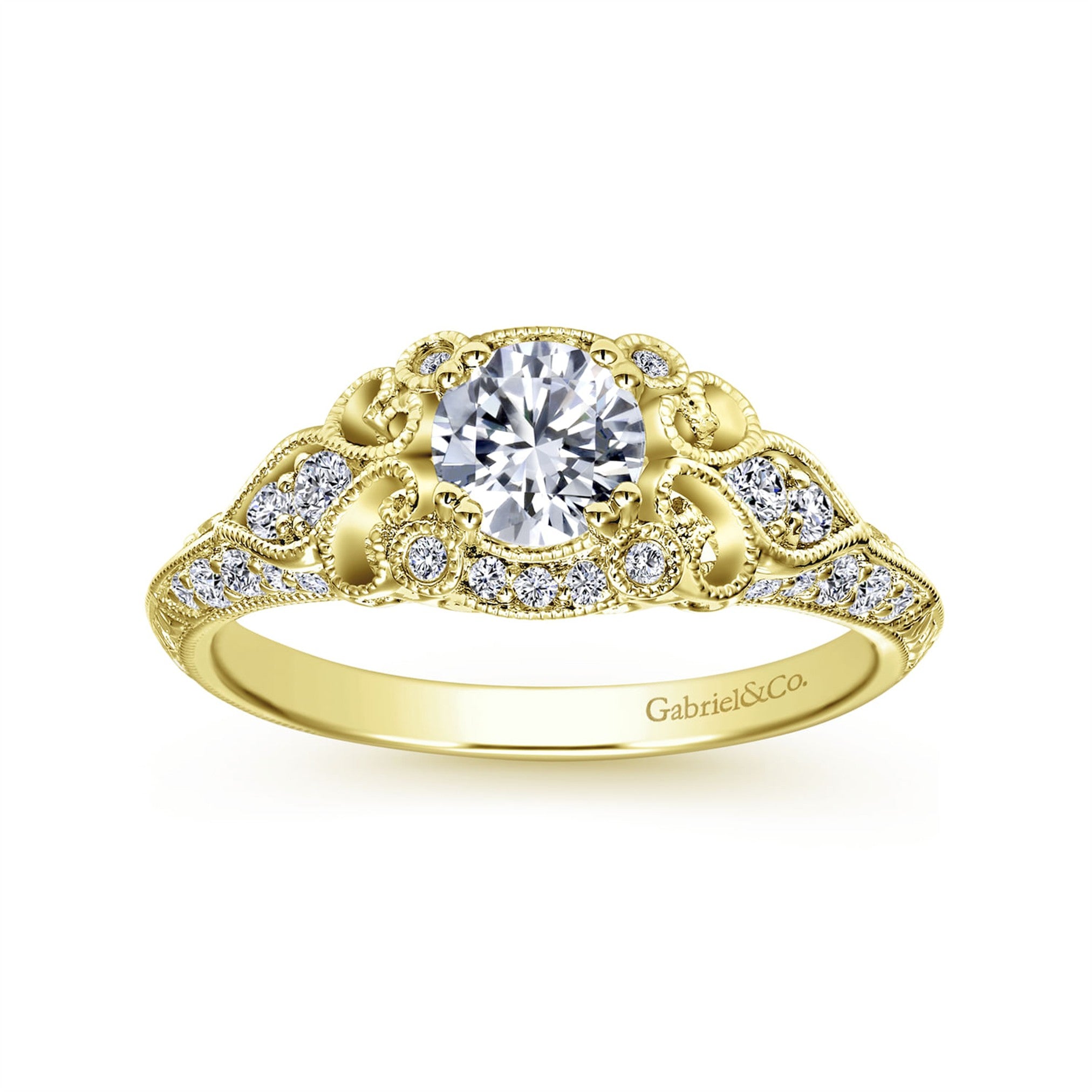 Gabriel & Co. Vintage Inspired Diamond Halo Engagement Ring