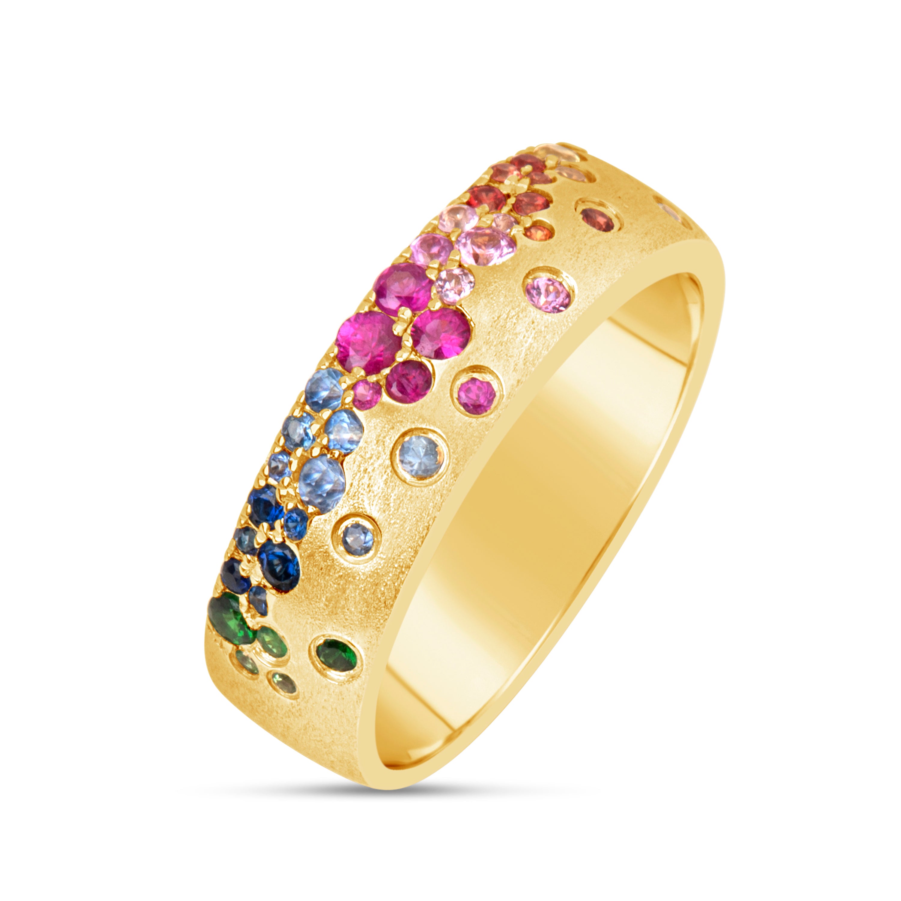 Rainbow Sapphire Confetti Ring