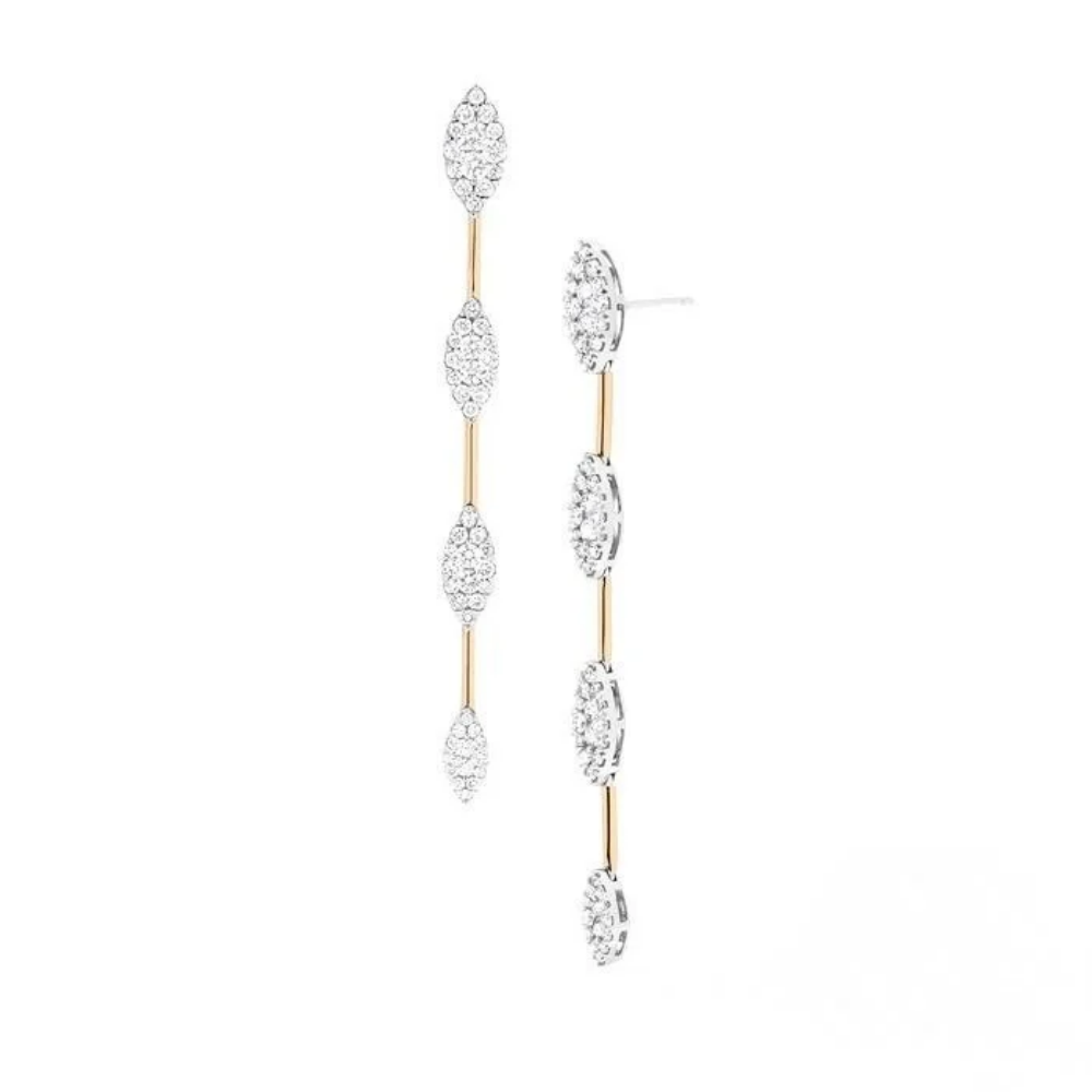 ASHI Couture Fiori Marquise Bar 4 Station Earrings