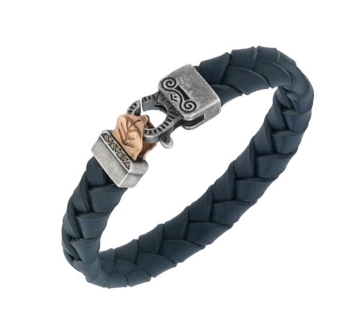 Marco Dal Maso Braided Blue Leather Bracelet