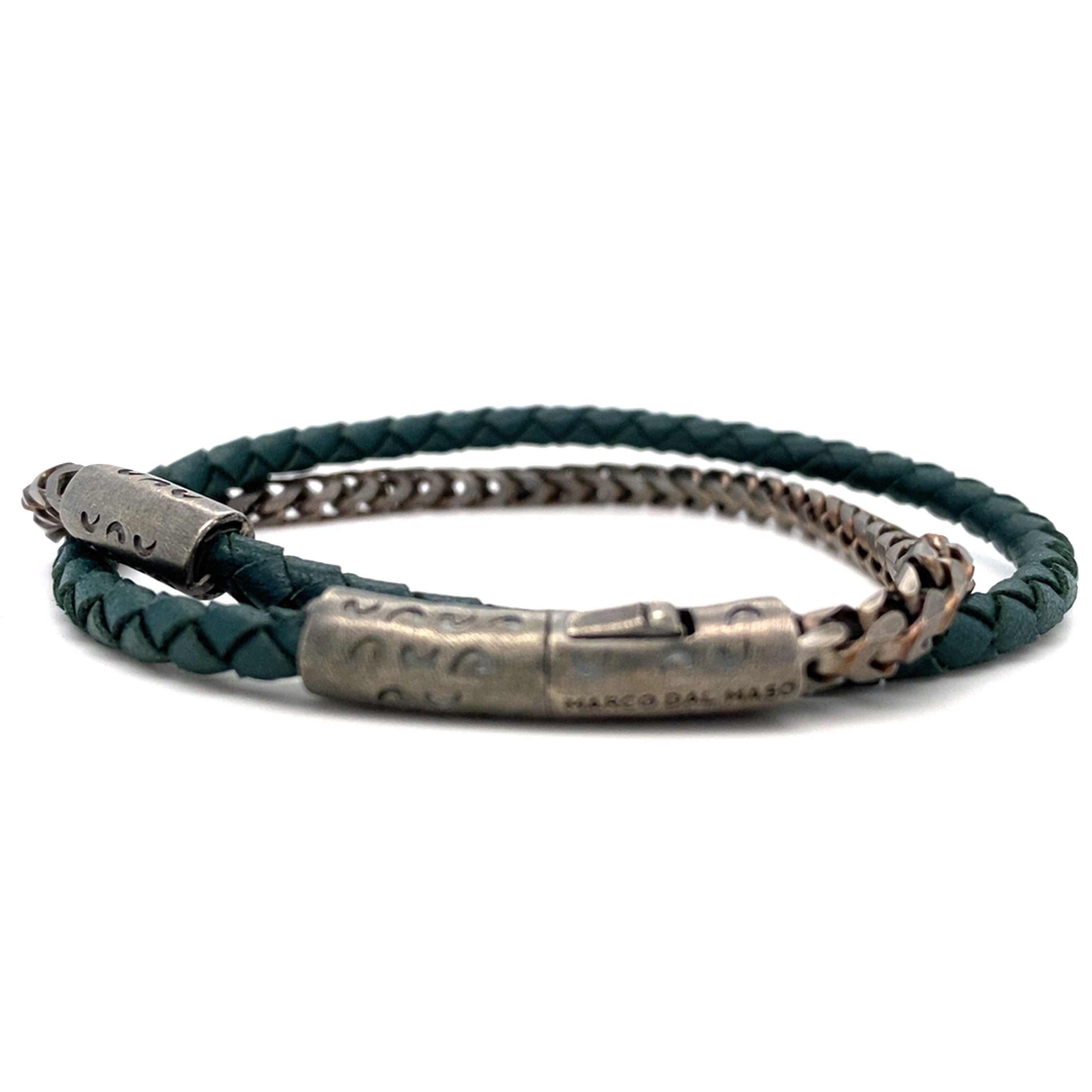 Marco Dal Maso Mixed Chain & Woven Leather Bracelet