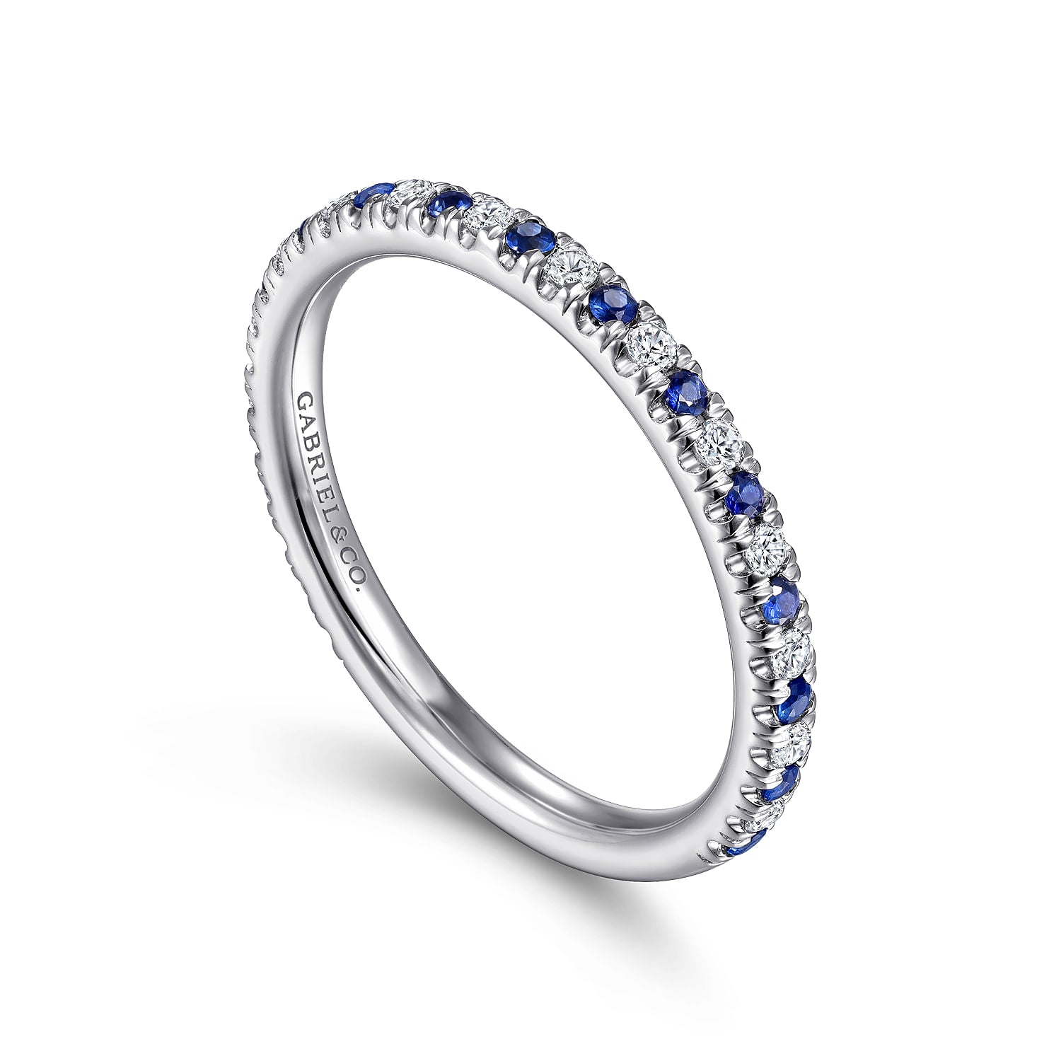 Gabriel & Co. Diamond and Sapphire Anniversary Band