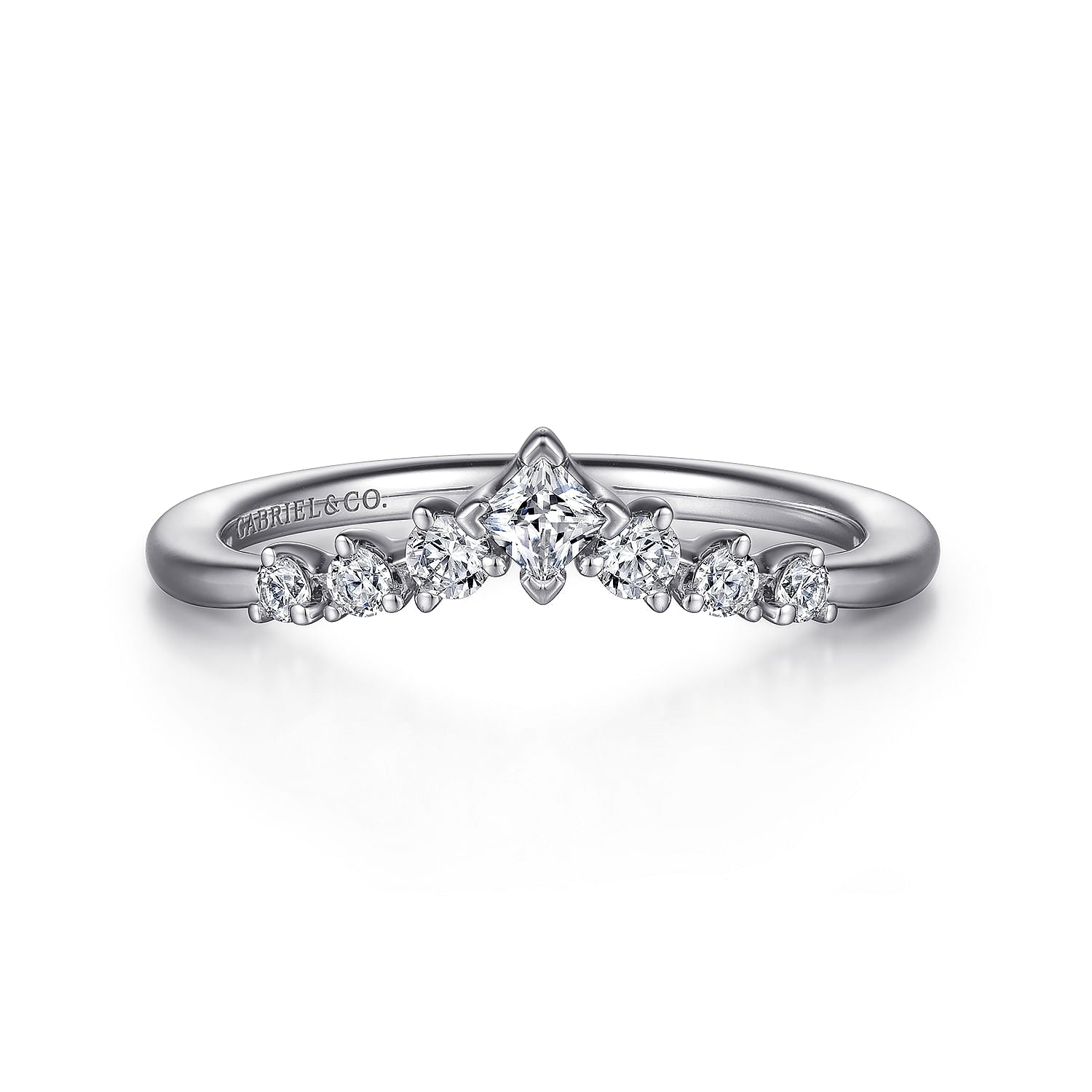 Gabriel & Co. Curved Princess Cut and Round Diamond Band