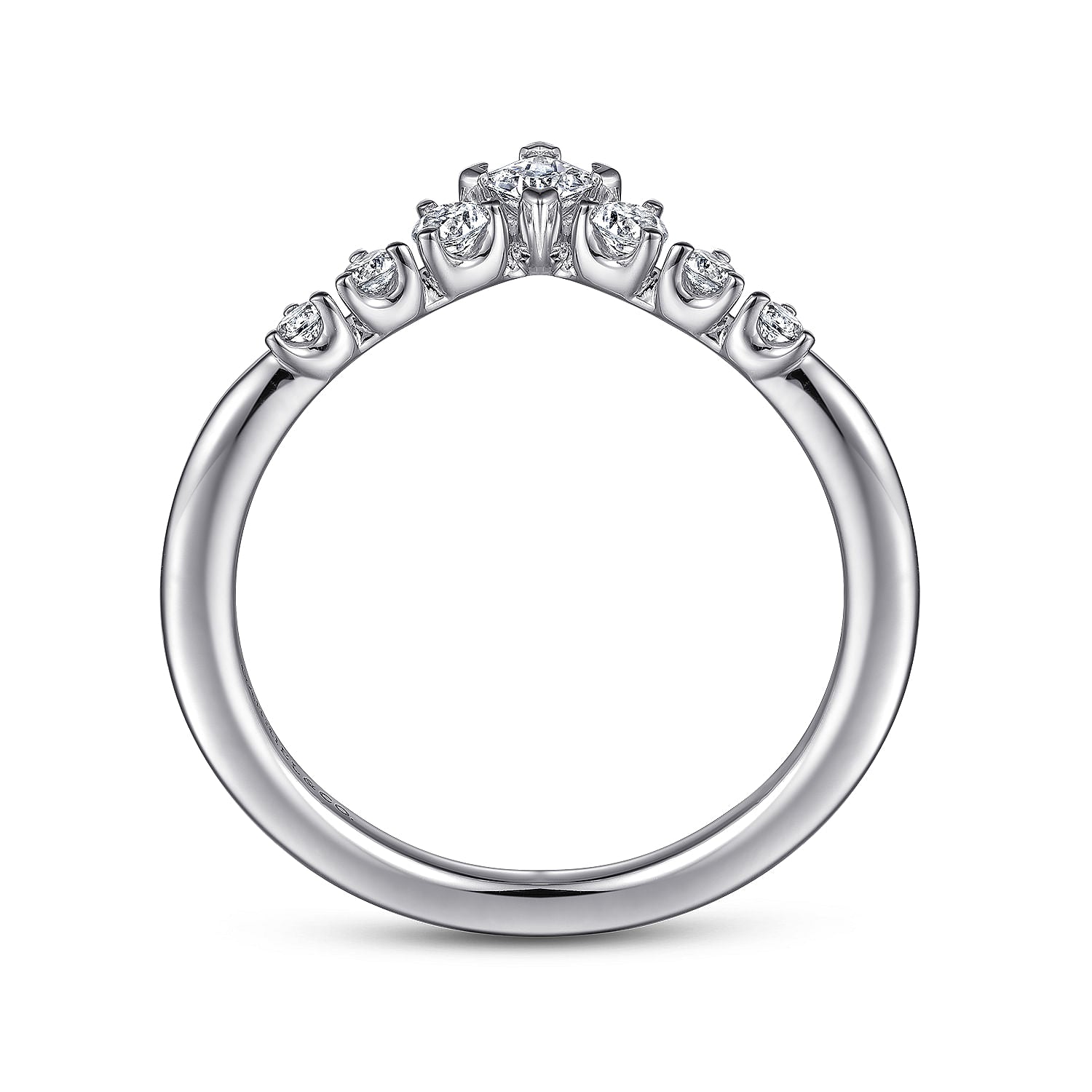 Gabriel & Co. Curved Princess Cut and Round Diamond Band