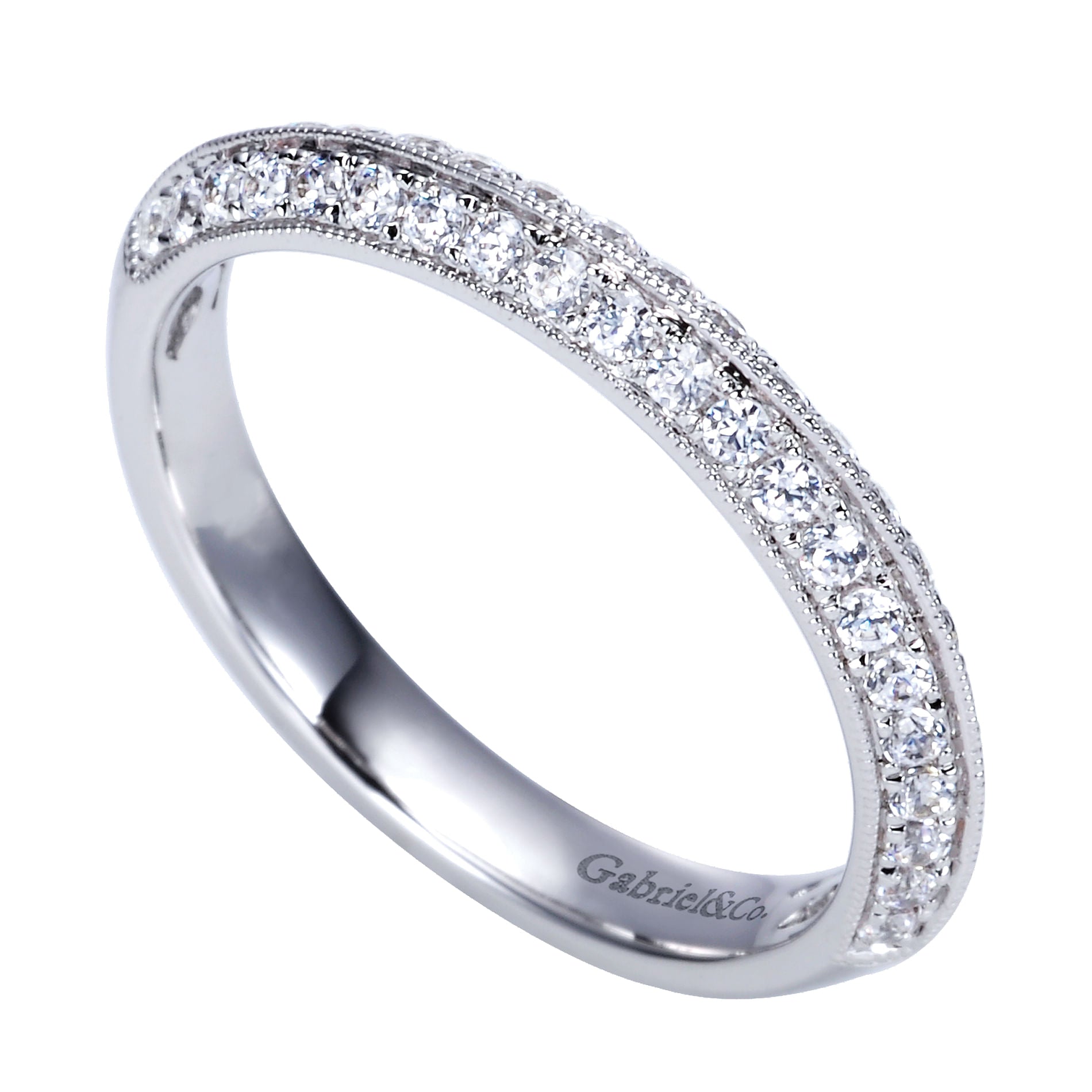 Gabriel & Co. Knife Edge Diamond Anniversary Band with Milgrain