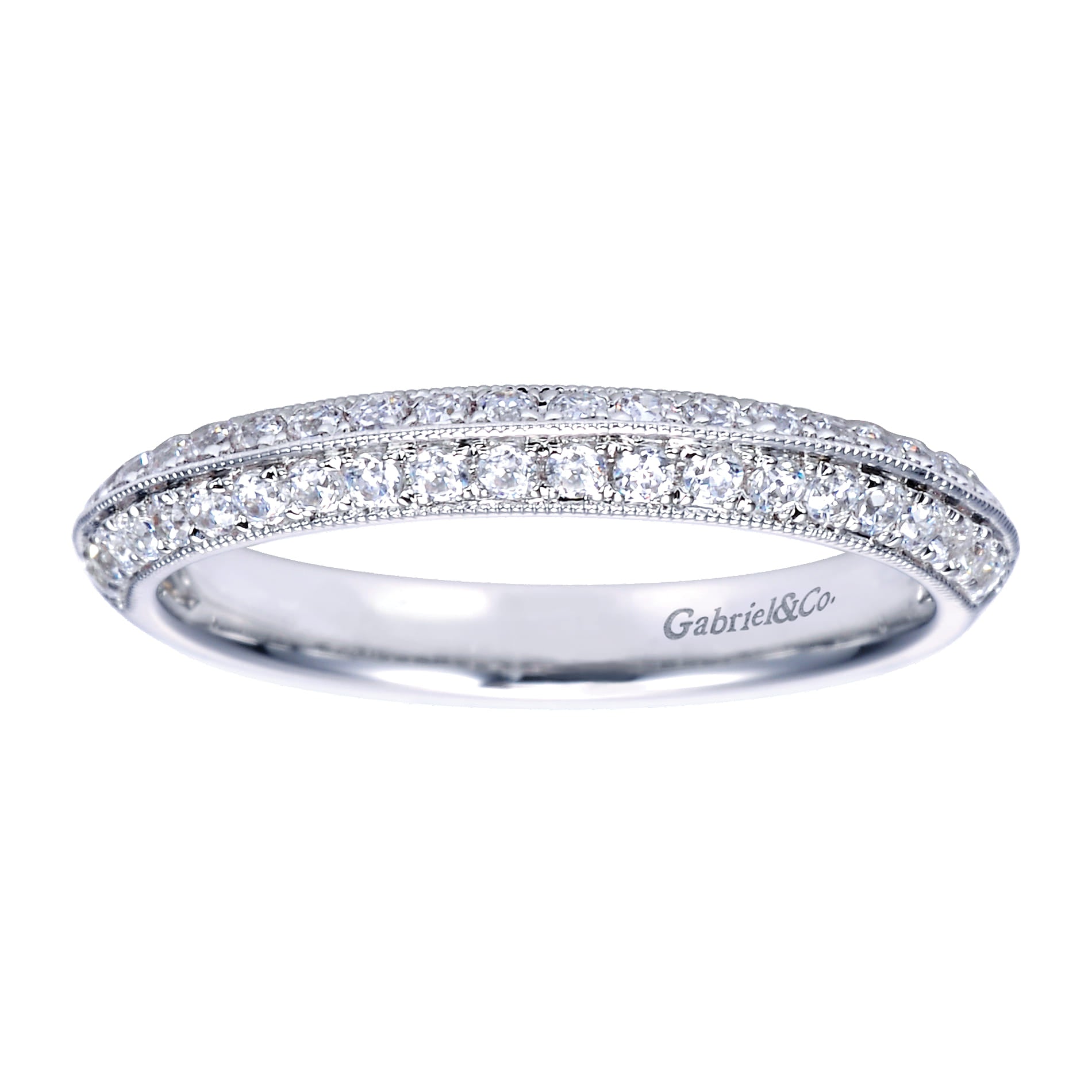 Gabriel & Co. Knife Edge Diamond Anniversary Band with Milgrain