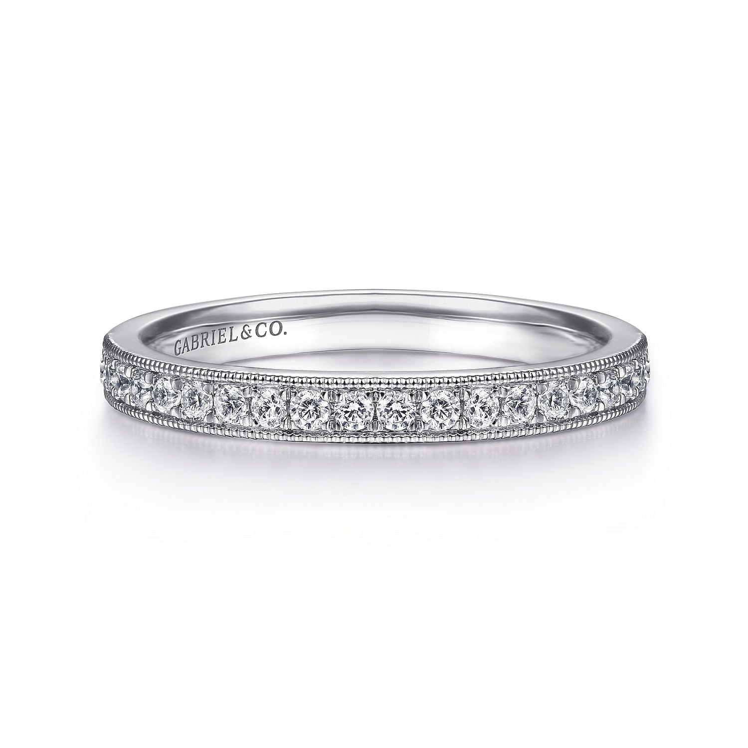 Gabriel & Co. Micro Pavé Diamond Wedding Band with Milgrain