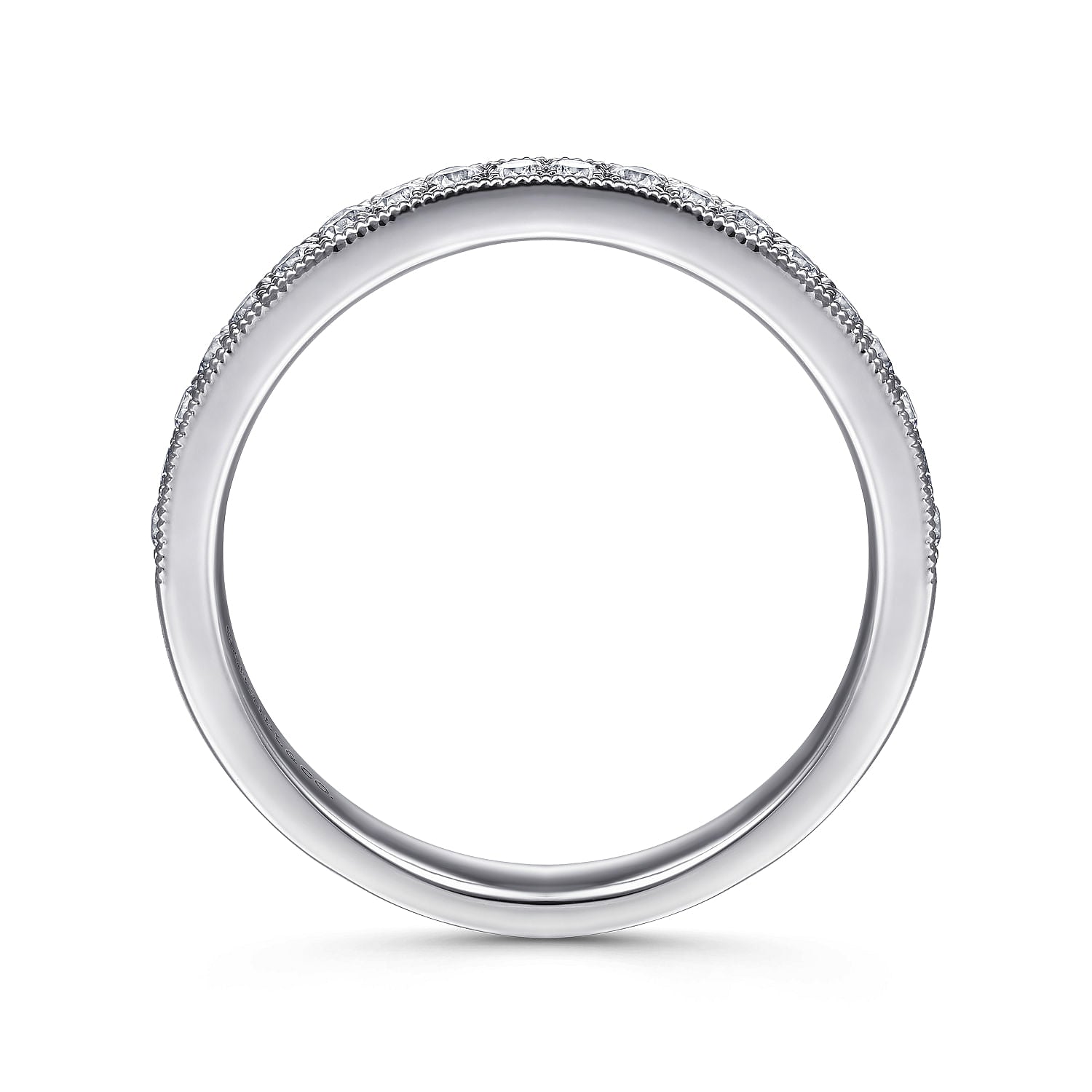 Gabriel & Co. Micro Pavé Diamond Wedding Band with Milgrain
